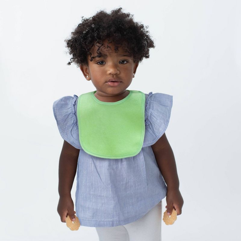Neat Solutions Solid Pastel/Knit Terry Water-Resistant Lined Bib Set - White - 10pk