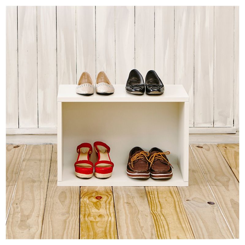 Way Basics Eco Stackable Large Rectangle Shelf and Shoe Organizer White