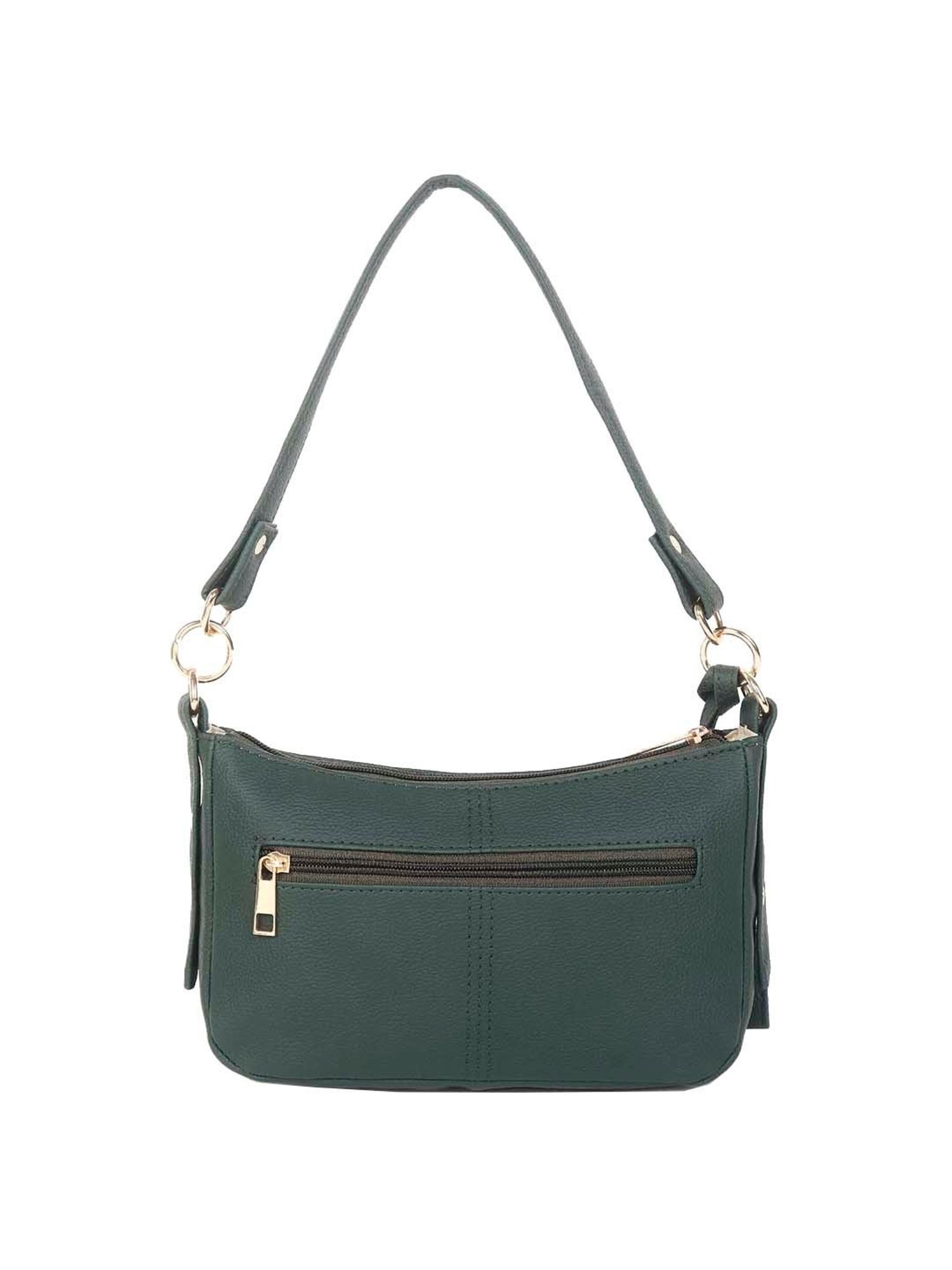 Yelloe Green Solid Medium Baguette Bag