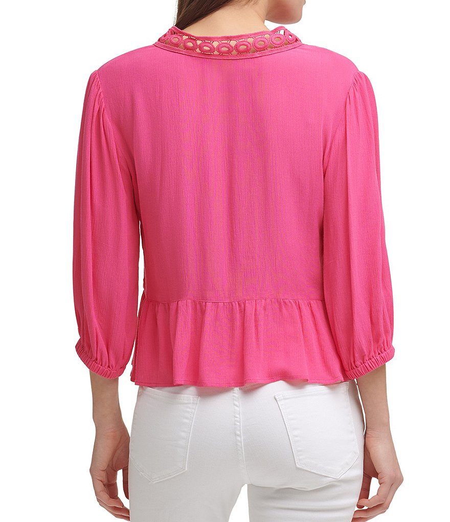 Karyn Seo Hazel Lattice Lace Linen Top