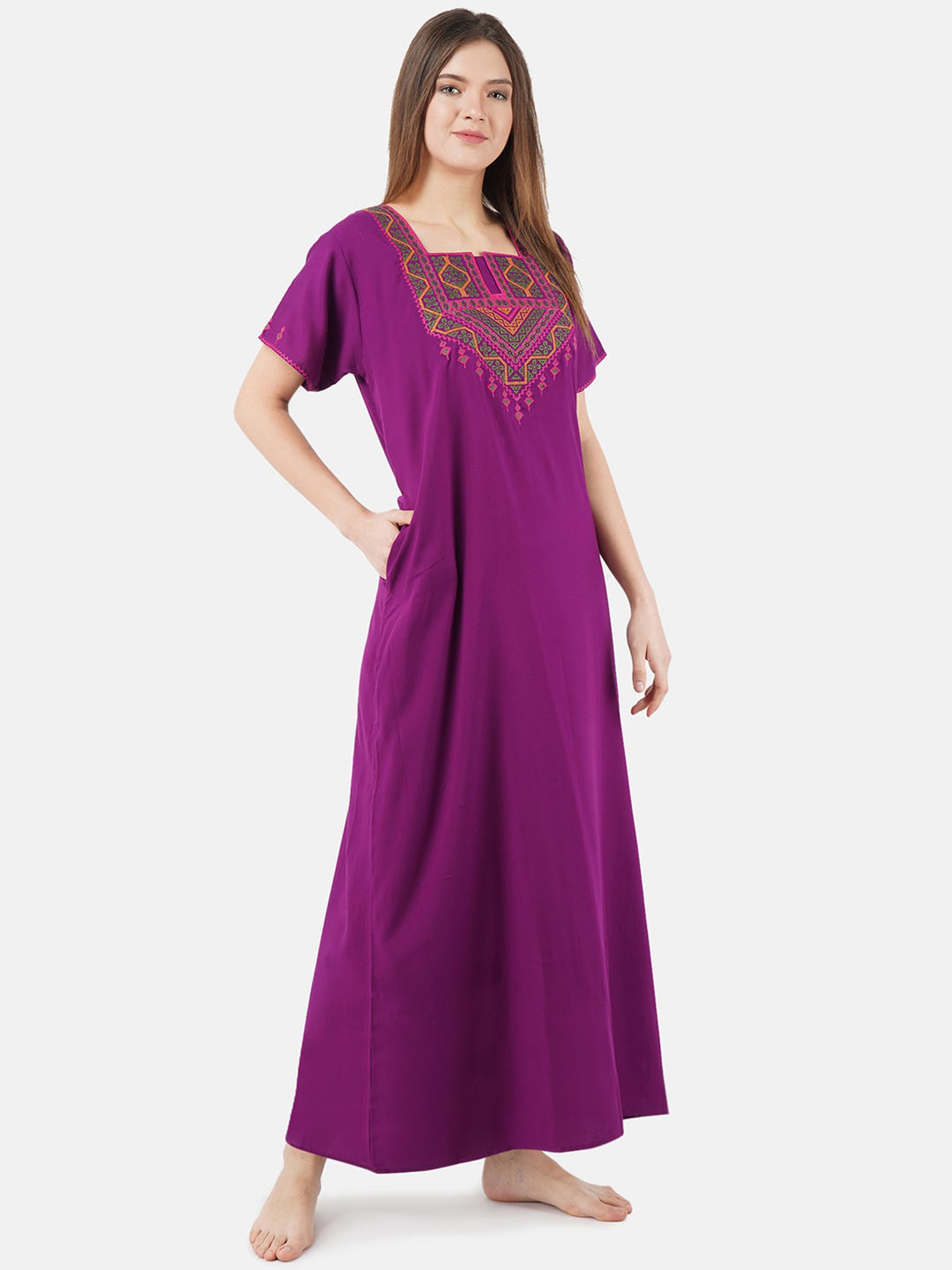 KOI SLEEPWEAR Purple Embroidered Nighty