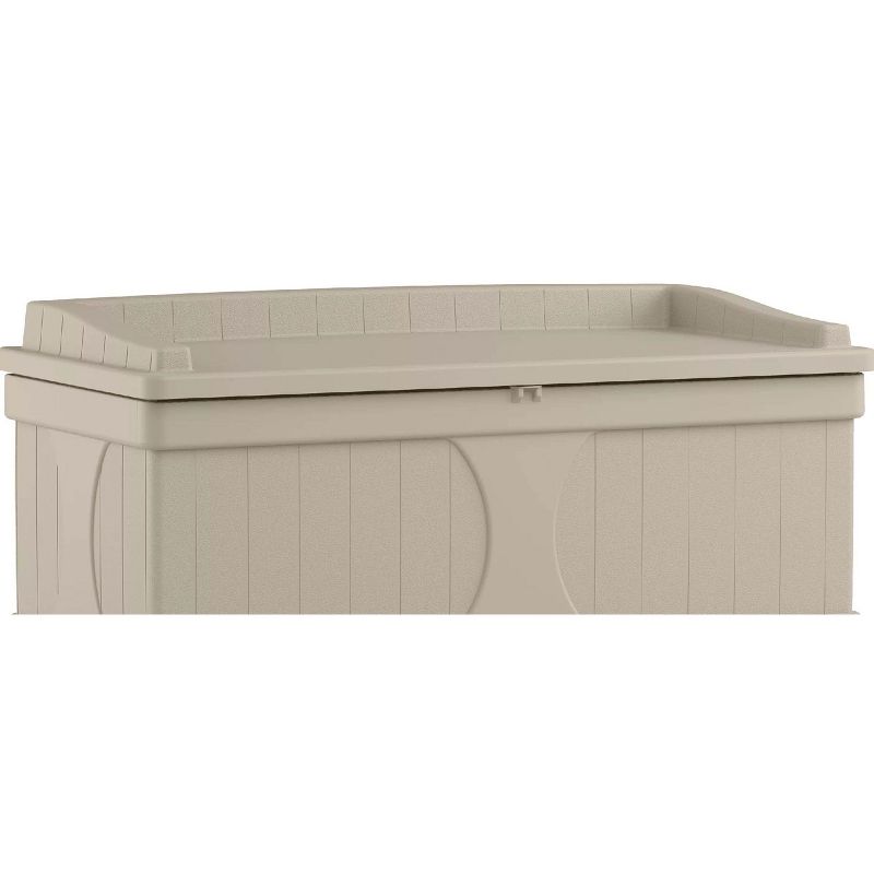 Suncast DB9500 99 Gallon Resin Outdoor Patio Storage Deck Box with Seat, Taupe