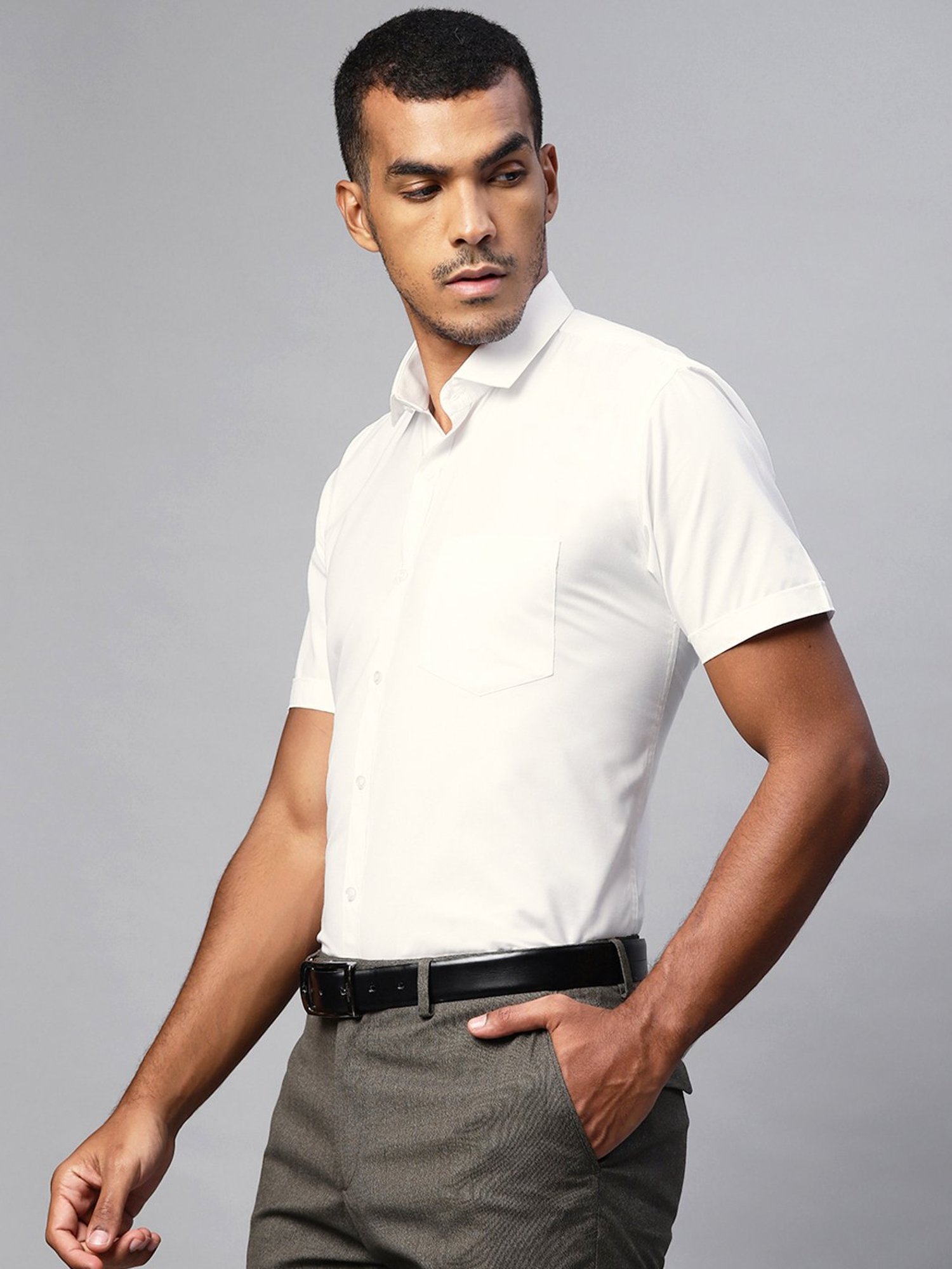 ManQ White Regular Fit Shirt