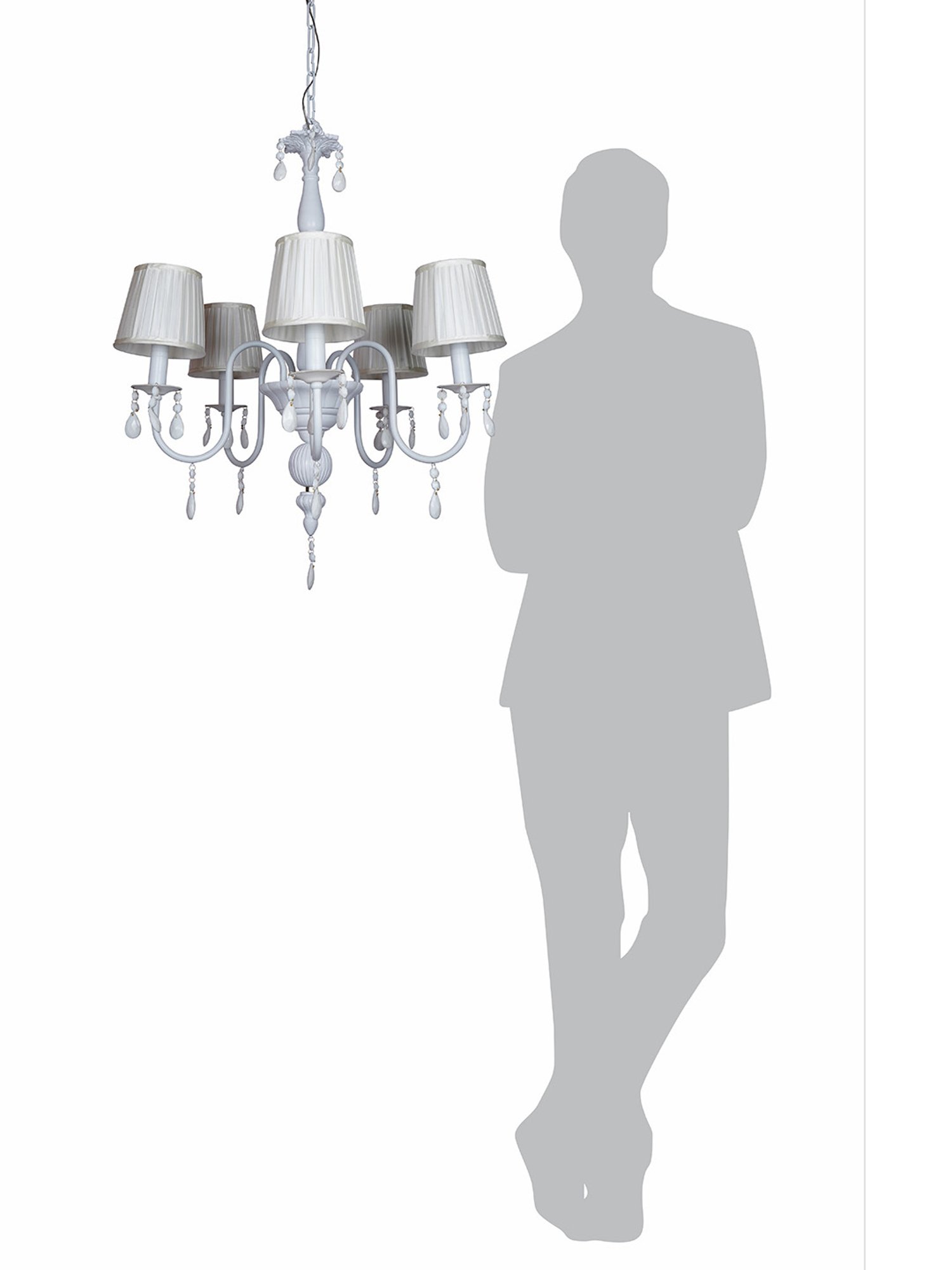 FOS LIGHTING Sparkling Elegance White Mild Steel Pleated Chandelier