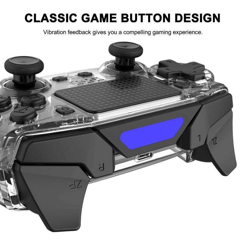 Clear Transparent Rapid Fire Wireless PS4 Game Controller,6-Axis Motion Sensor Dual Vibration Gamepad for Play Station 4 Built in Speaker and 3.5mm Headphone Jack,Support Turbo Function