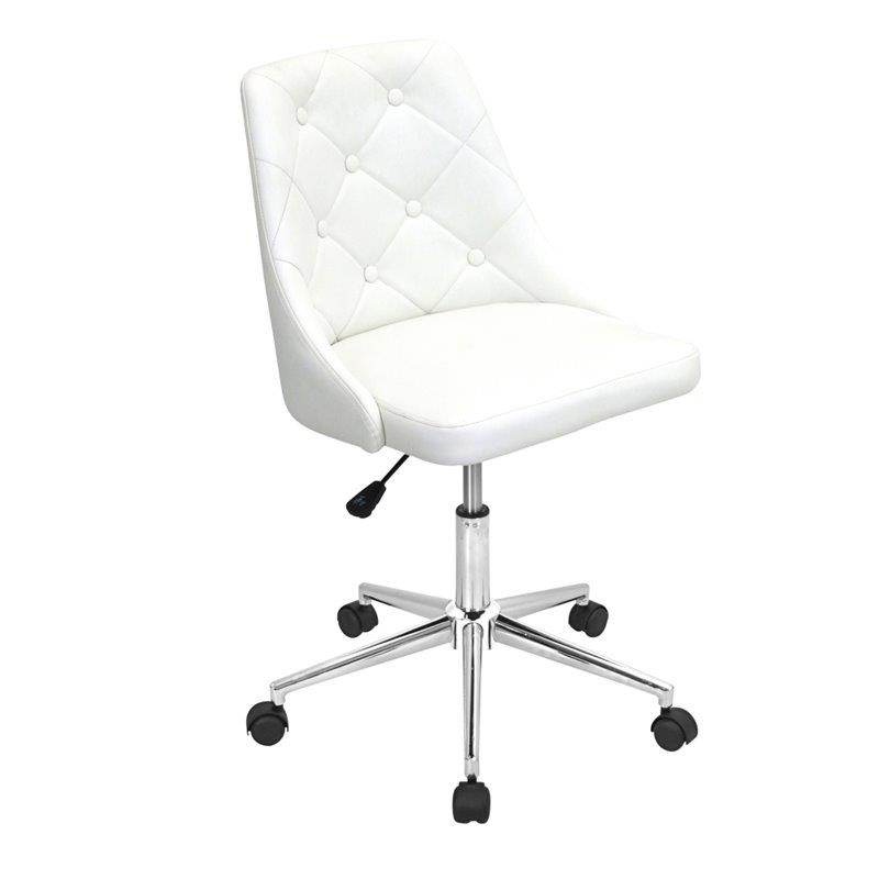 Lumisource Marche Upholstered Swivel Office Chair in White