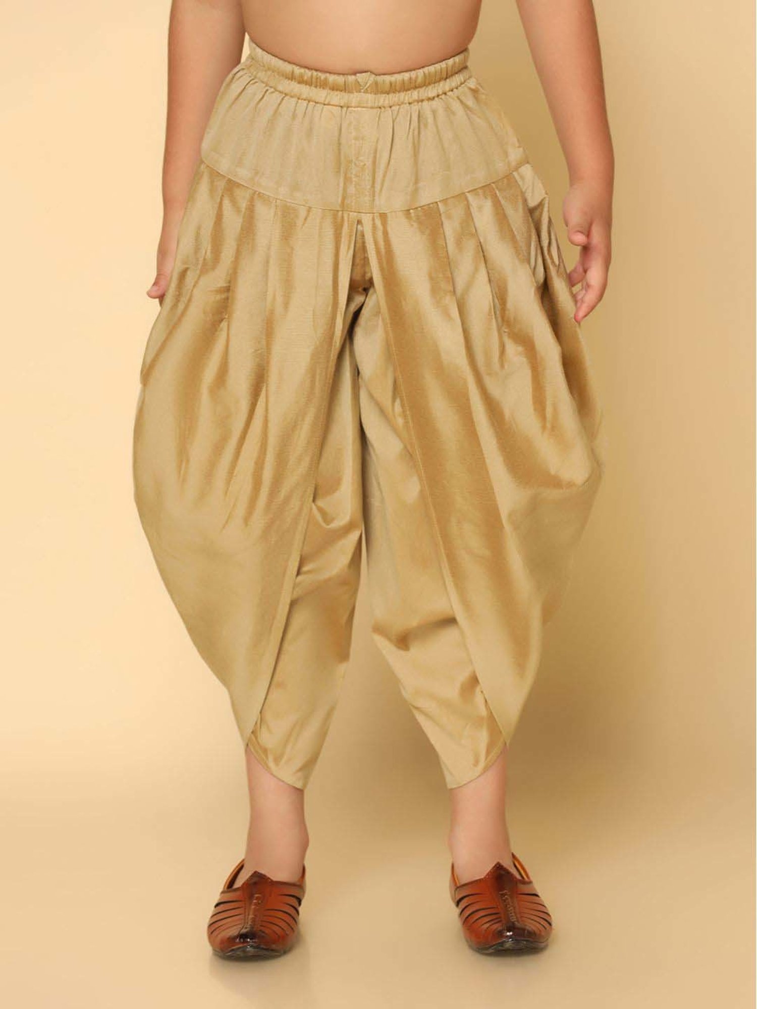 KISAH Kids Golden Cotton Regular Fit Dhoti Pants