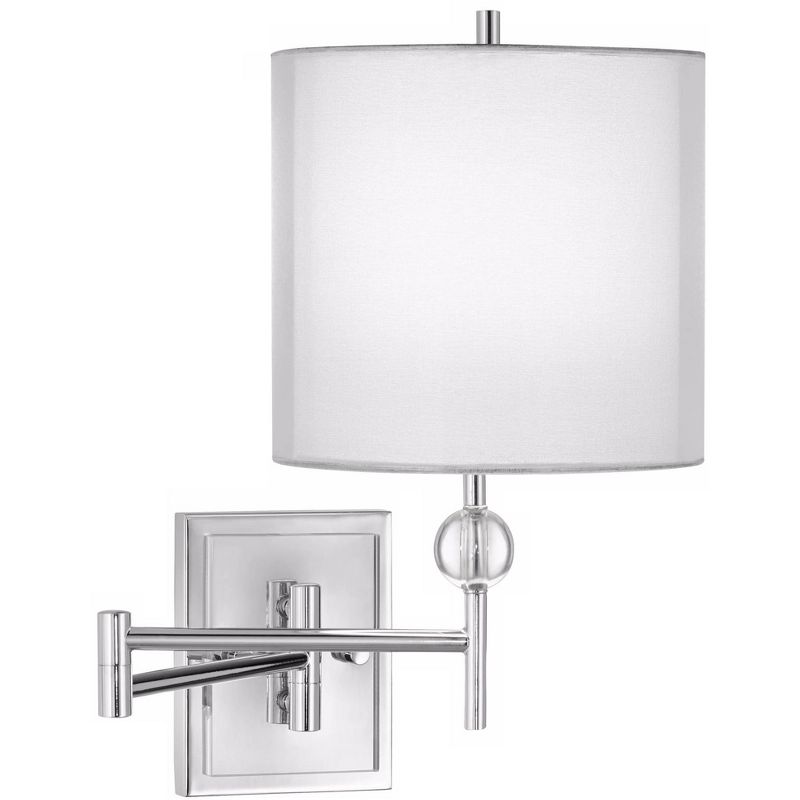 Barnes and Ivy Modern Swing Arm Wall Lamp Antique Brass Plug-In Light Fixture Taupe Fabric Bell Shade Bedroom Living Room Reading