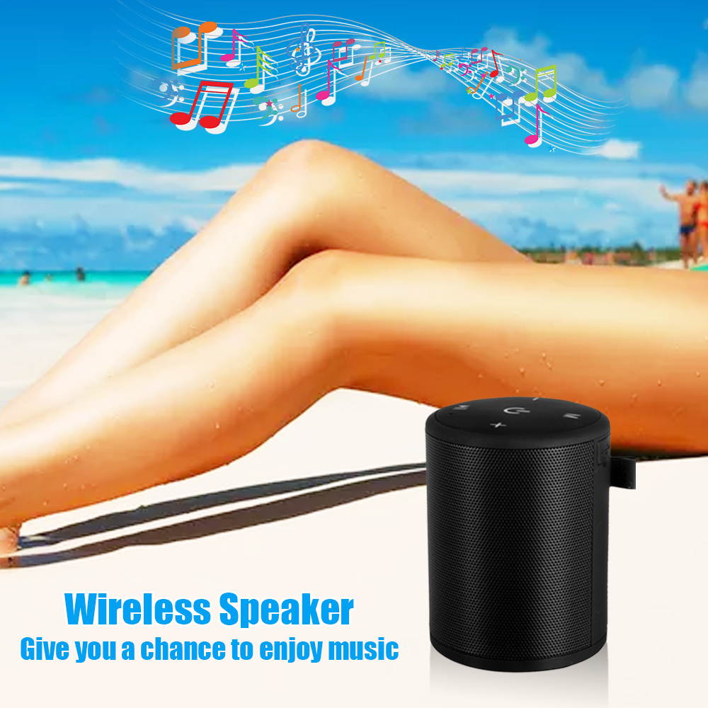 Mini Outdoor Waterproof BT Speaker Portable Stereo Wireless Speakers With Mic TF Card Series Connection Black