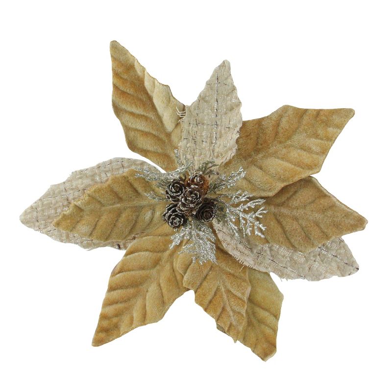 Darice 12" Brown and Silver Sparkling Branch with Glittered Pine Cone Center Spray