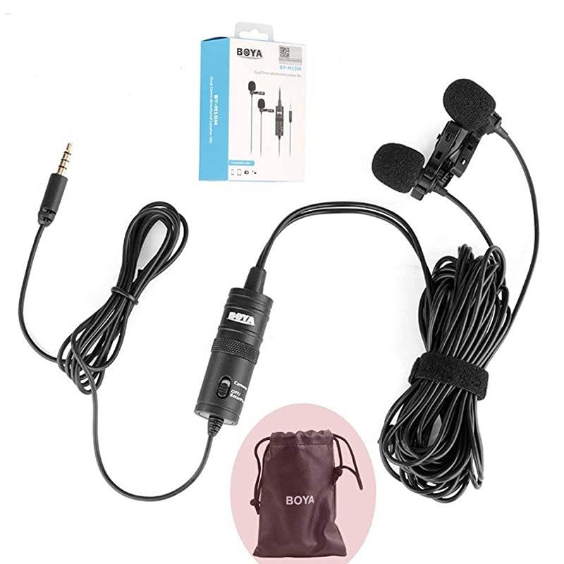 BYM1DM Dual Lavalier Universal Microphone with a Single 18 Stereo Connector for Smartphones DSLR Camears Camcorders
