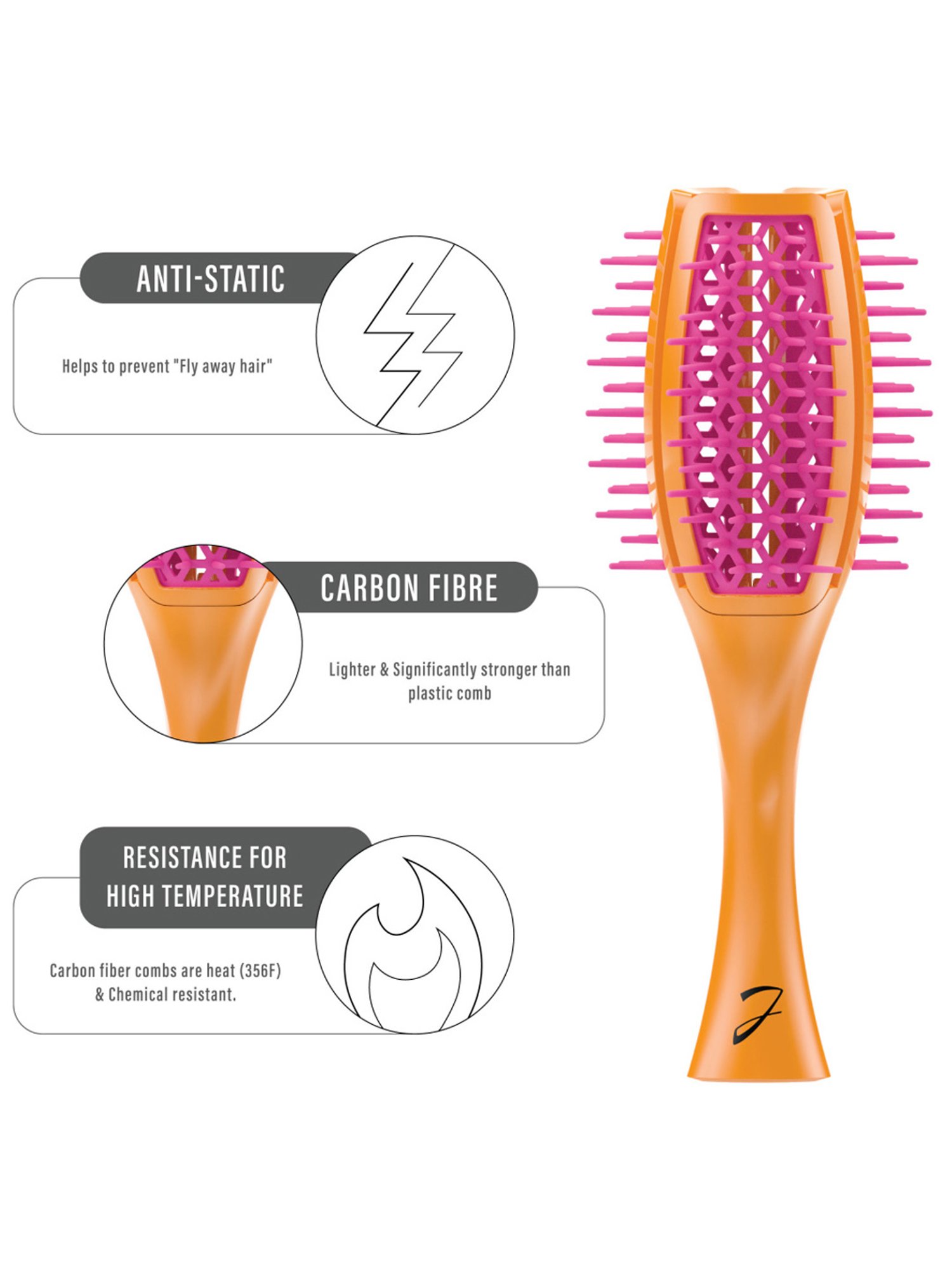 Janeke 1830 Professional Orange & Fuchsia Vented Tulip Brush