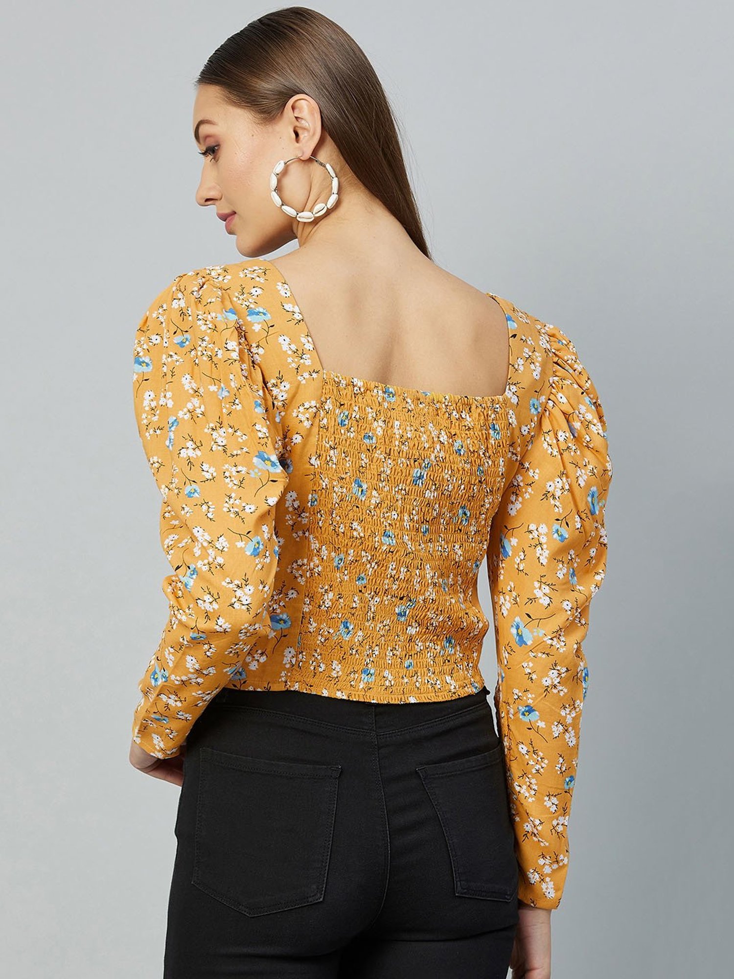 Marie Claire Mustard Floral Print Top