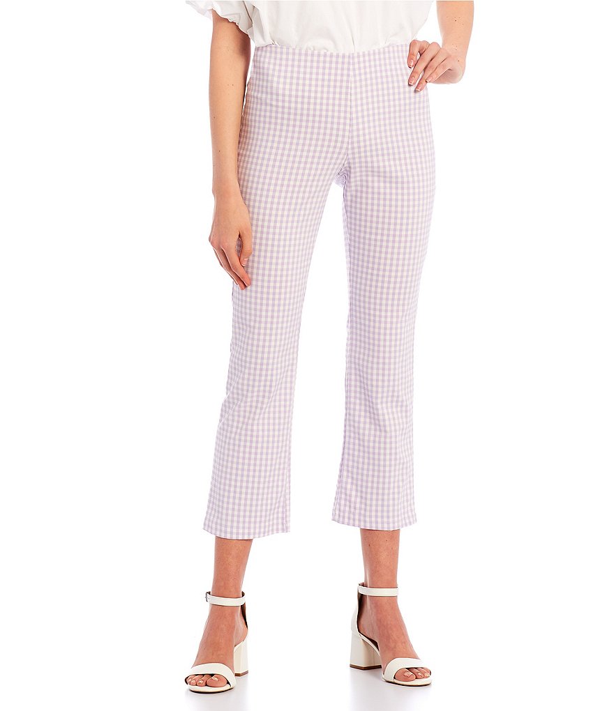 Originality Mid Rise Plaid Kick Flare Cropped Pants