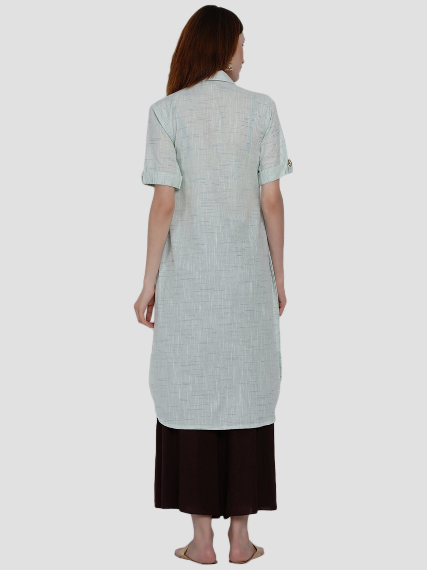 Women Republic Grey Cotton Embroidered Straight Kurta