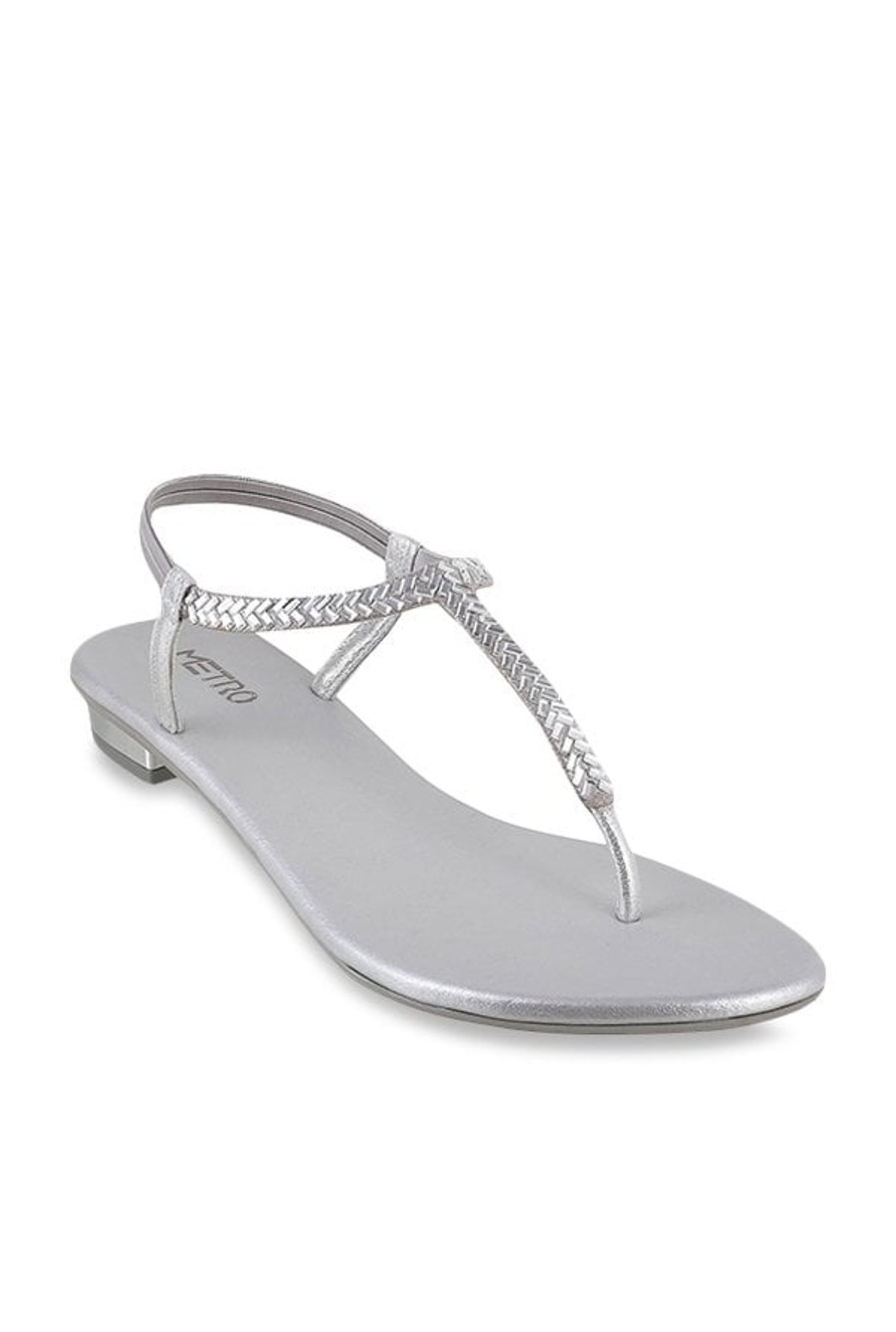 Metro Women's Silver T-Strap Sandals