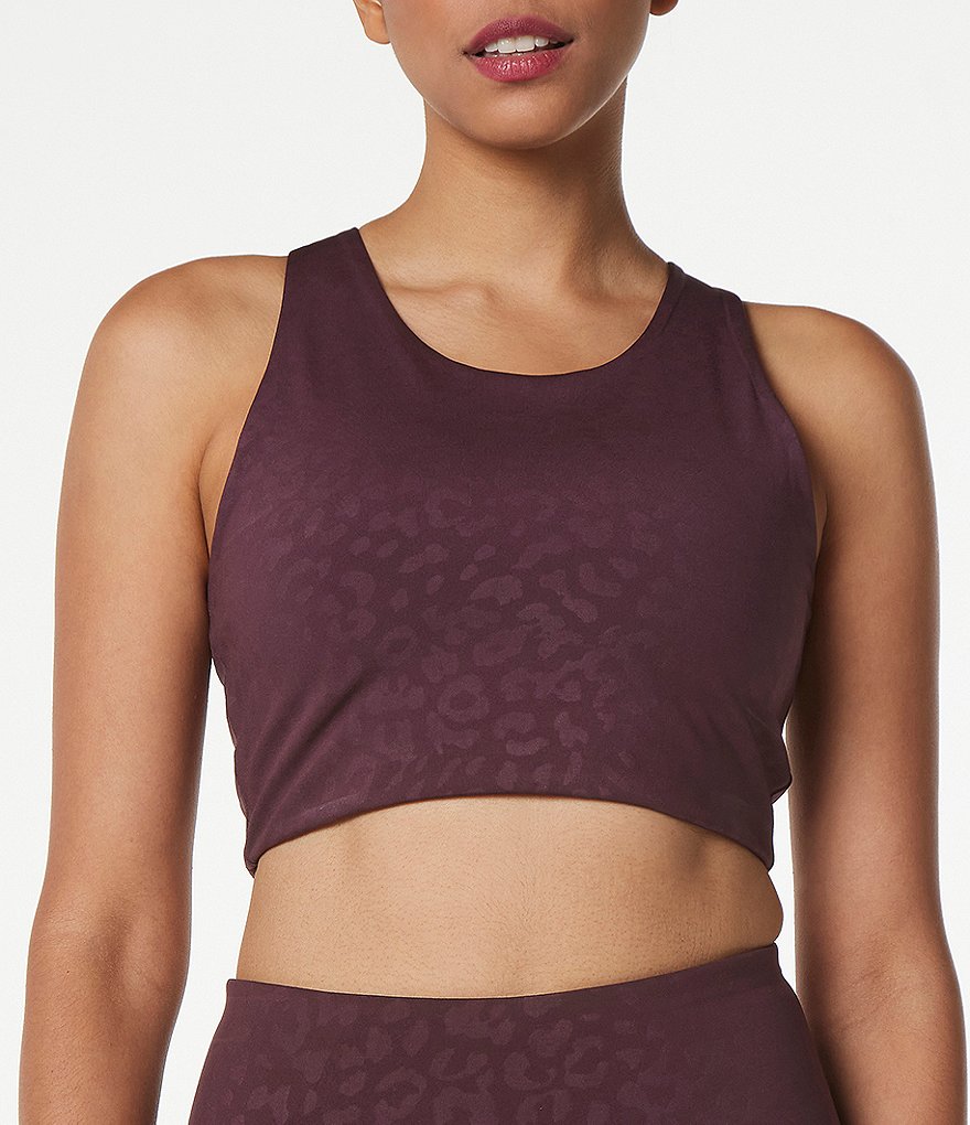 Marc New York Performance Embossed Leopard Print Racerback Crop Bra Tank