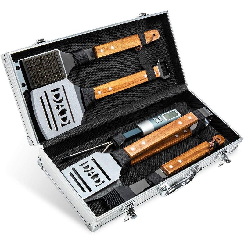 Hike Crew Deluxe Dad BBQ Tools Gift Set &ndash; 6-Piece Grill Accessories Utensils Kit Perfect for Holiday, Birthday or Father&rsquo;s Day &ndash; Tongs, Spatula, Digital Thermometer, Sauce Brush, Scraper, Carry Case