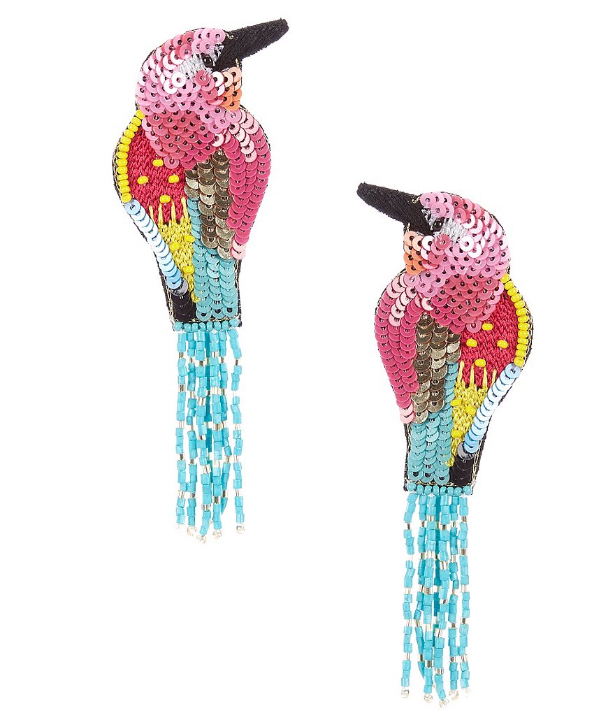 Anna & Ava Seed Bead Bird Statement Earrings