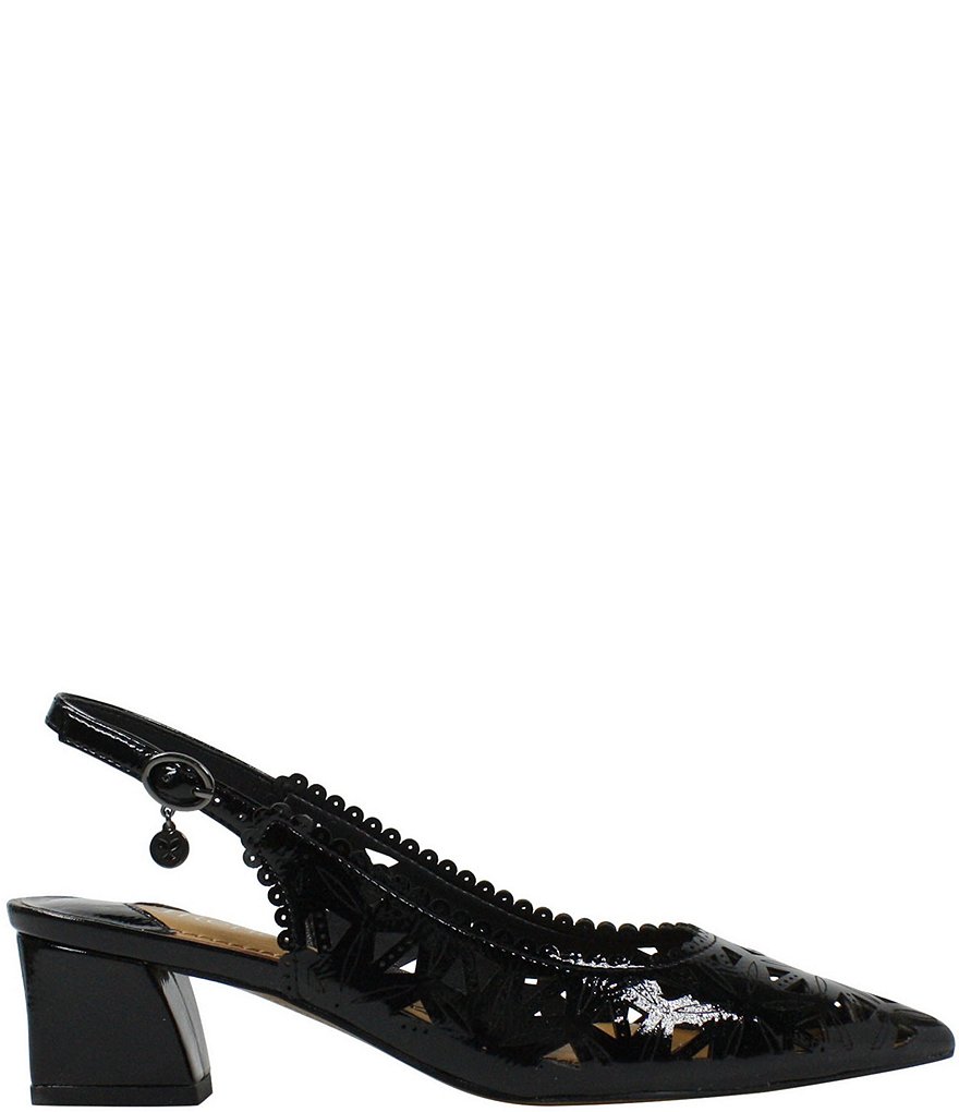 J. Renee Eloden Crinkle Patent Laser Cut Slingback Pumps