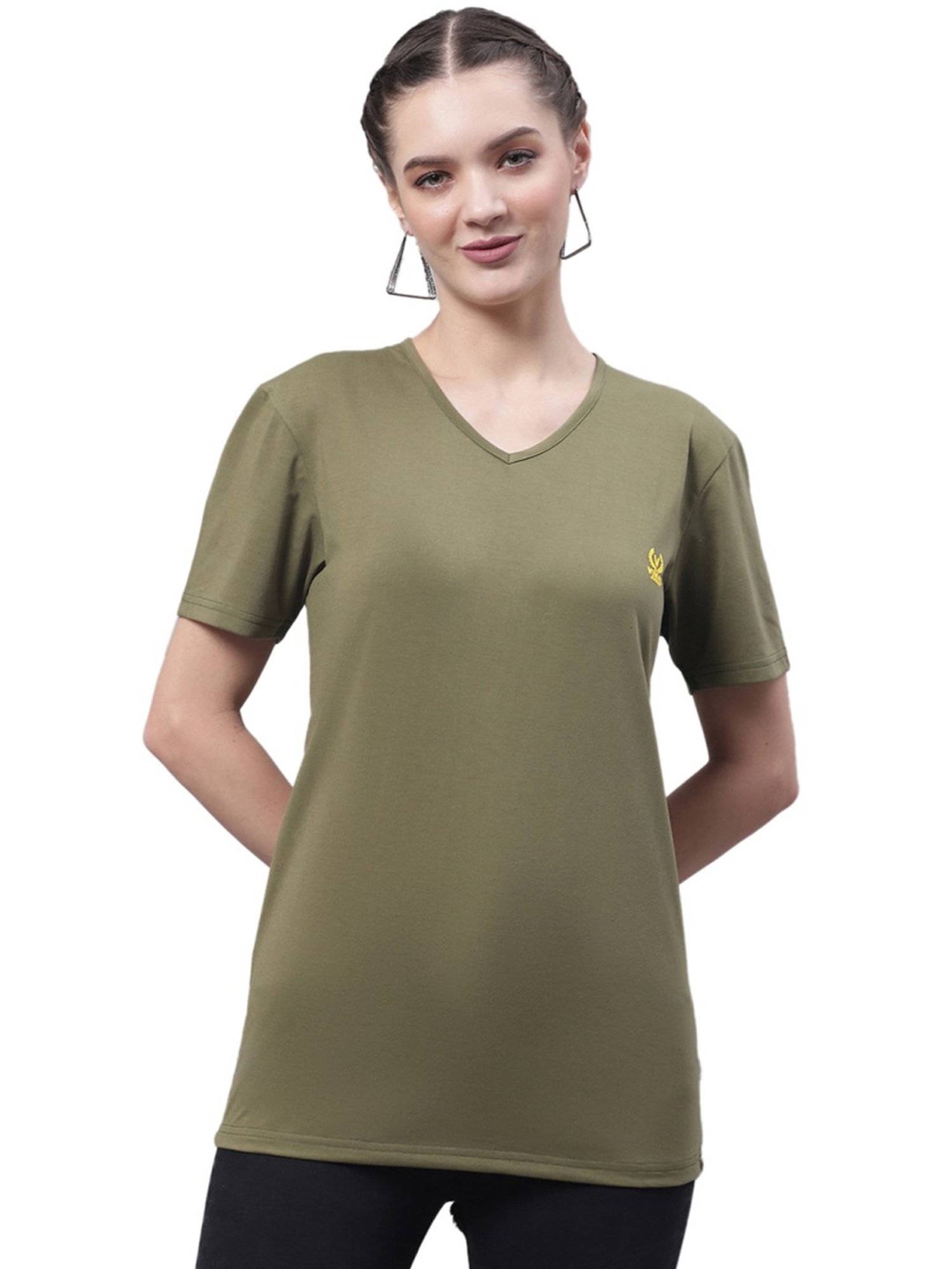 Vimal Jonney White & Olive Green Cotton Logo T-Shirt - Pack Of 2