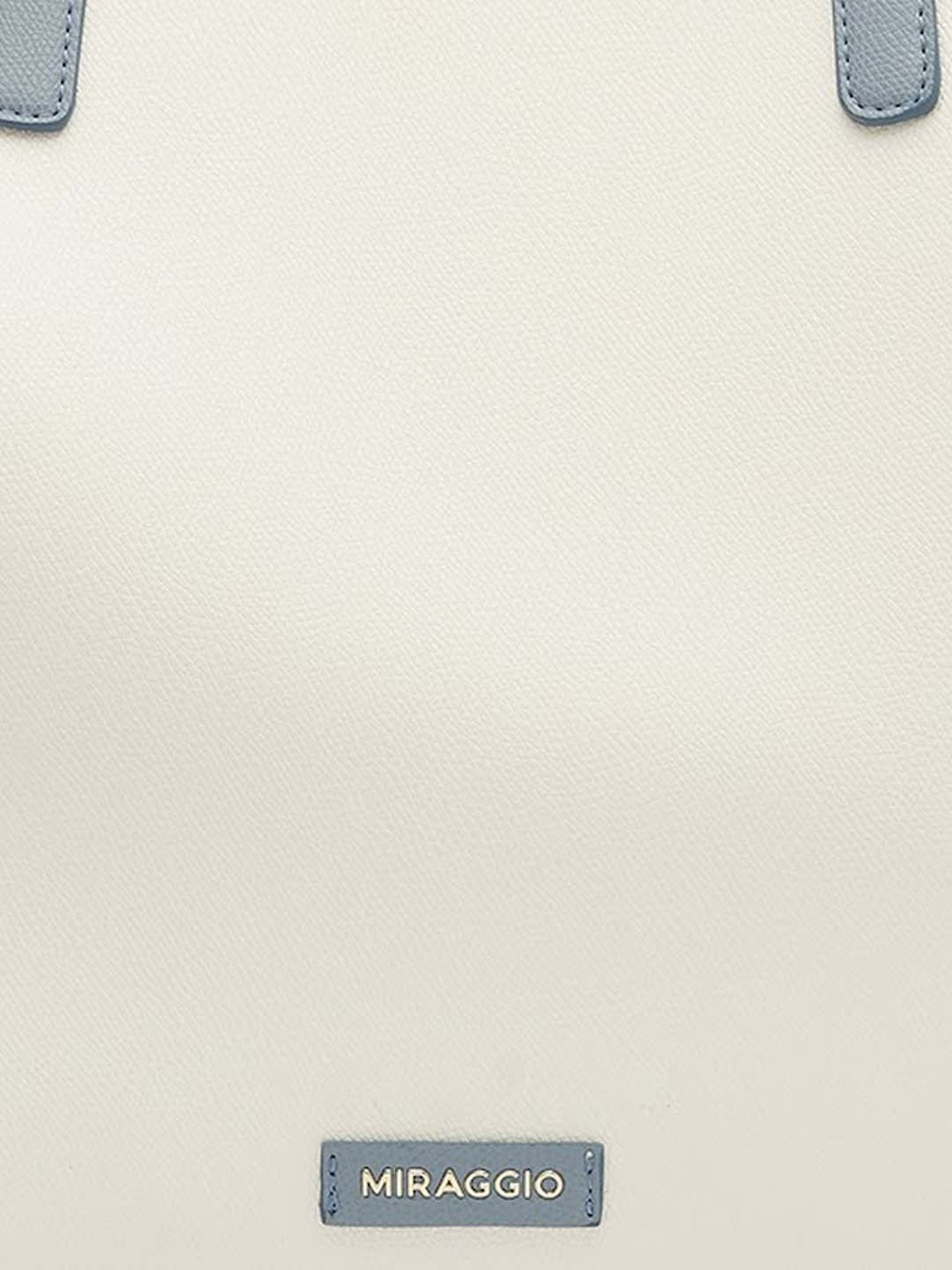 Miraggio White & Blue Solid Large Tote Handbag