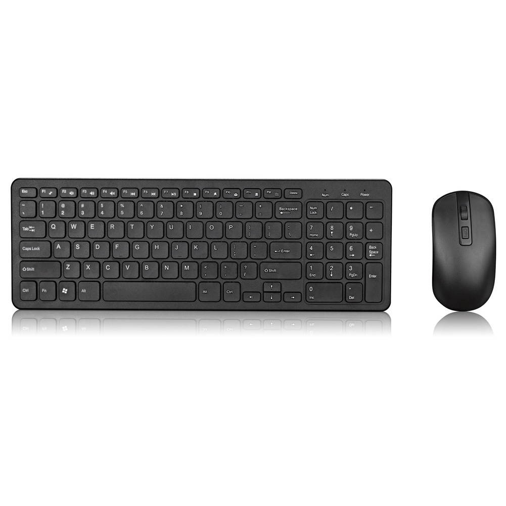 GKM520 2.4GHz Wireless Keyboard & Mouse Combo , Ultra Thin Full Size Anti Slip Office For Windows 7, 8, 10, for XP, for Vista and above (Black)
