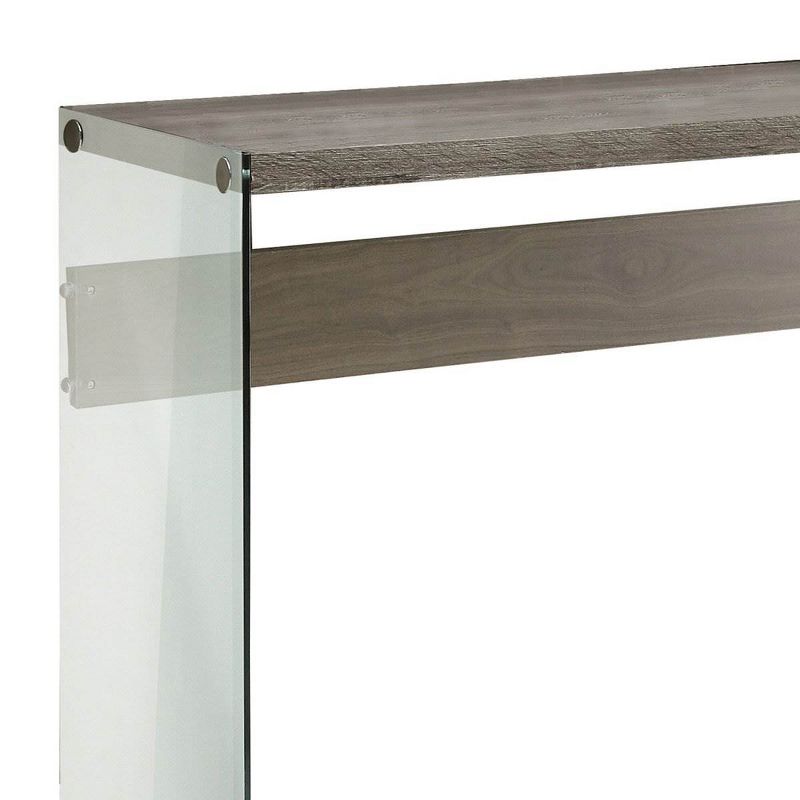 Monarch Specialties Contemporary Tempered Glass Accent Console Table, Dark Taupe