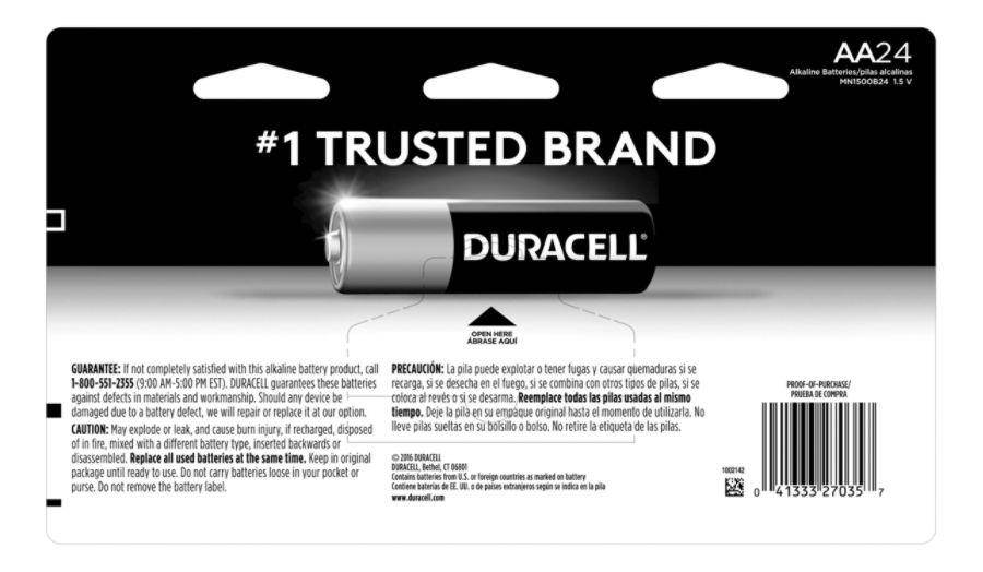 DURACELL R MN1500B24 DURACELL COPPERTOP AA ALKLNE BTTRY 24PK