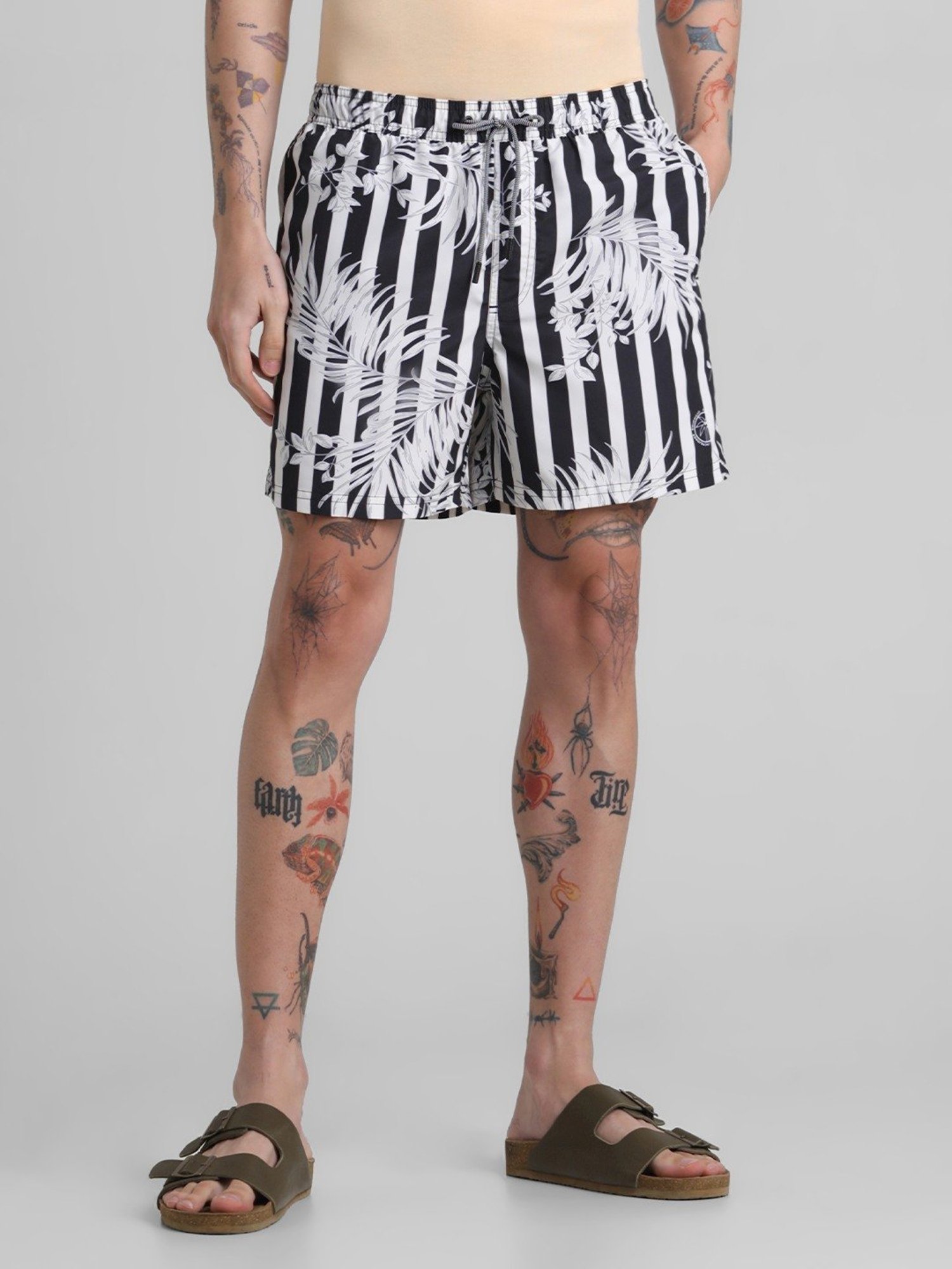 Jack & Jones Black Regular Fit Printed Shorts