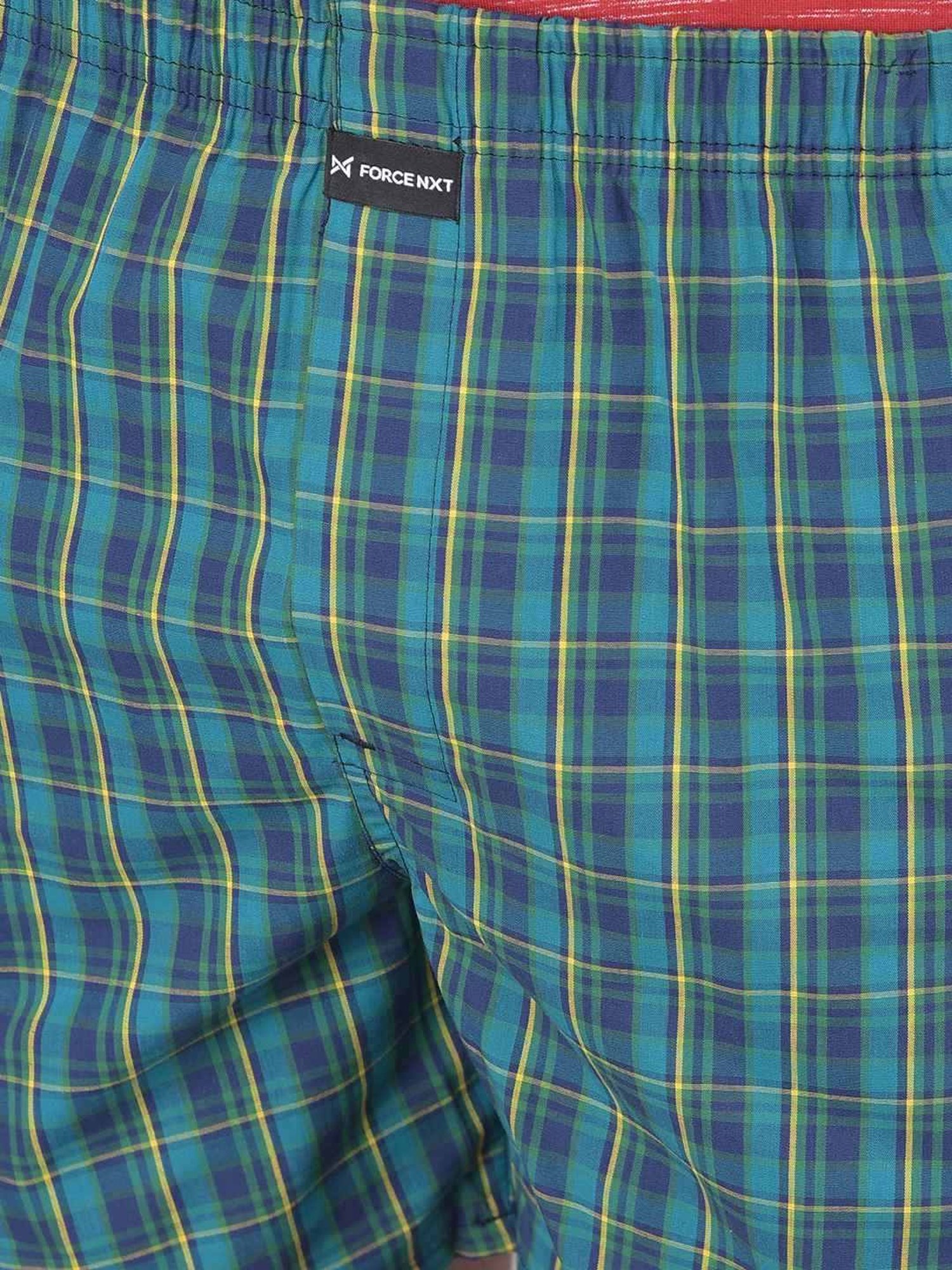 Force NXT Blue Cotton Regular Fit Checks Boxers