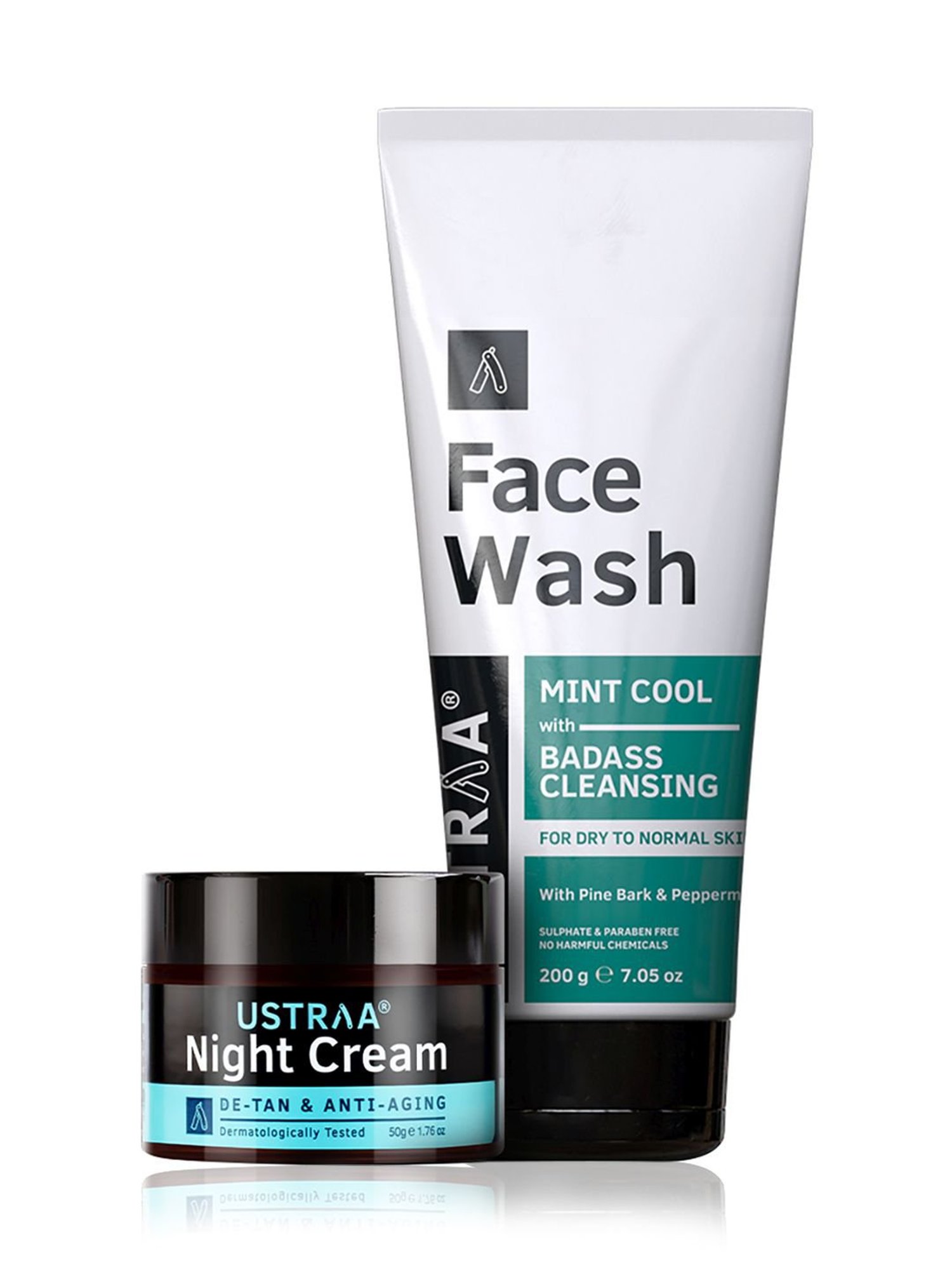 Ustraa Night Cream - De-tan and Anti-aging - 50 gm & Face Wash For Dry Skin - 200 gm
