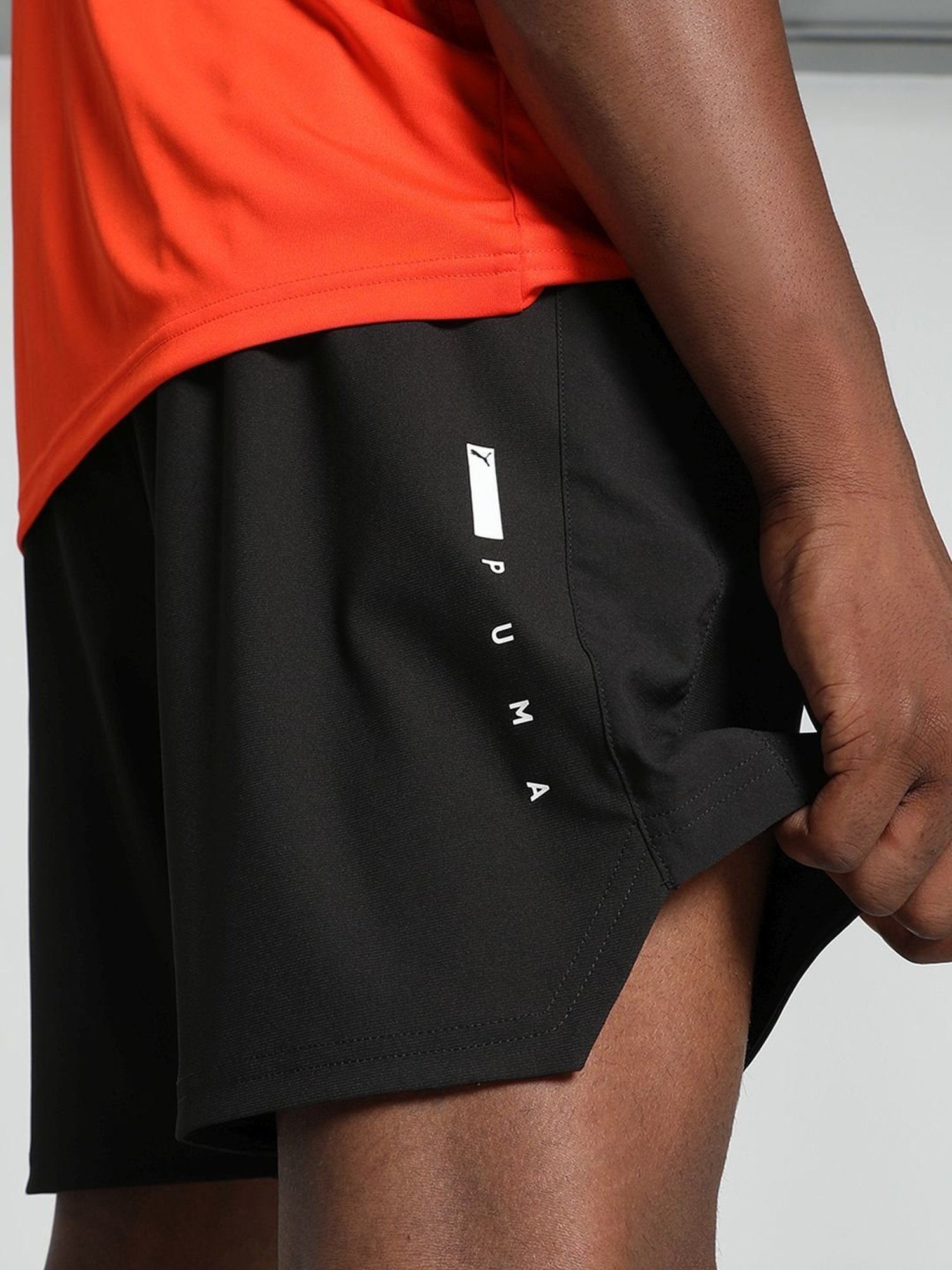 Puma Black Regular Fit Printed Sports Shorts