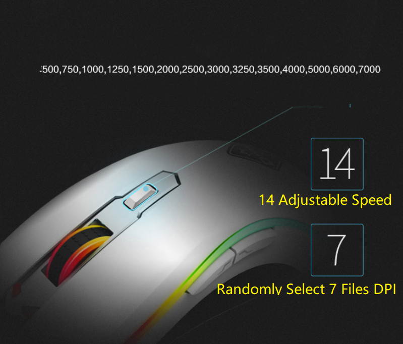 Rapoo V25S   Ergonomic Design, Cool Exterior 7000DPI 6-button 16.8 Million RGB Backlit 6Modes Adjustable Light Effect Wired Gaming Mouse-Black