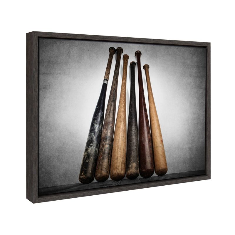 18" x 24" Sylvie Baseball Bats Framed Canvas by Shawn St. Peter Gray - DesignOvation