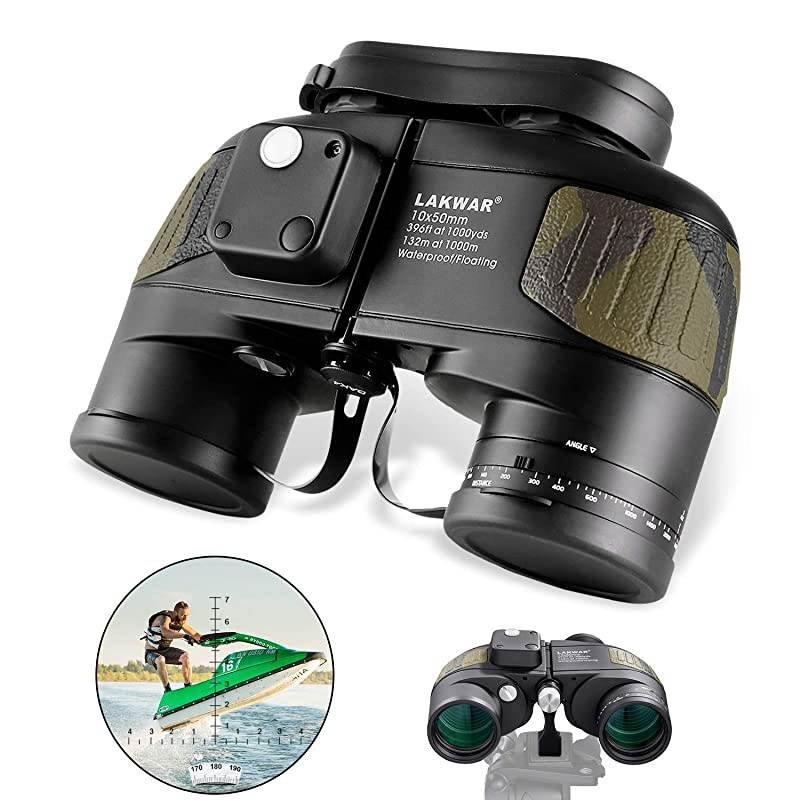 Power Binoculars 10x50 for Long Distance Compact Binoculars for Adults with Rangefinder Compass High Grade Binoculars BAK4 Prism Waterproof Fogproof for Birdwatching Hunting