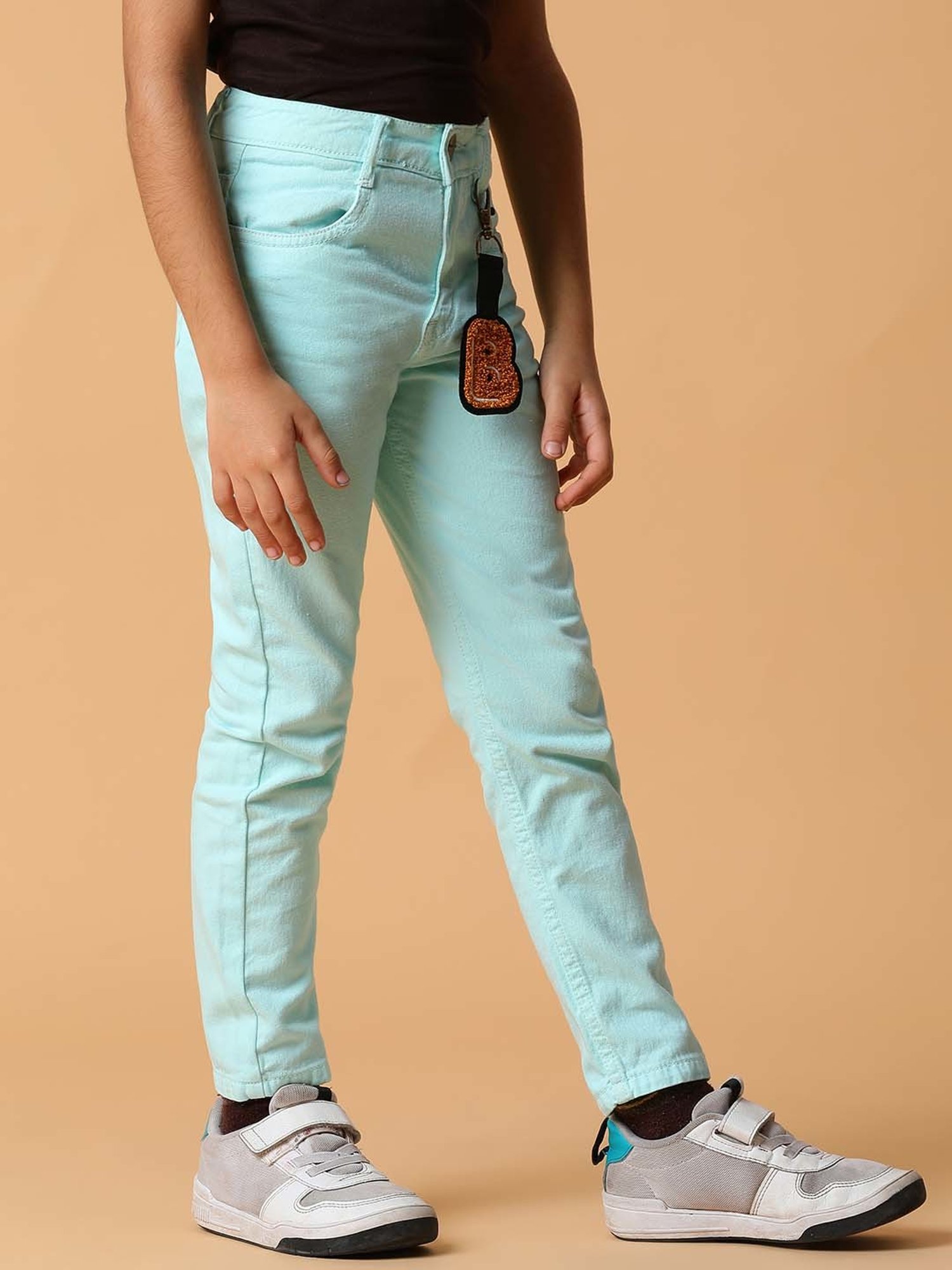 Tales & Stories Boys Mint Green Cotton Slim Fit Trousers