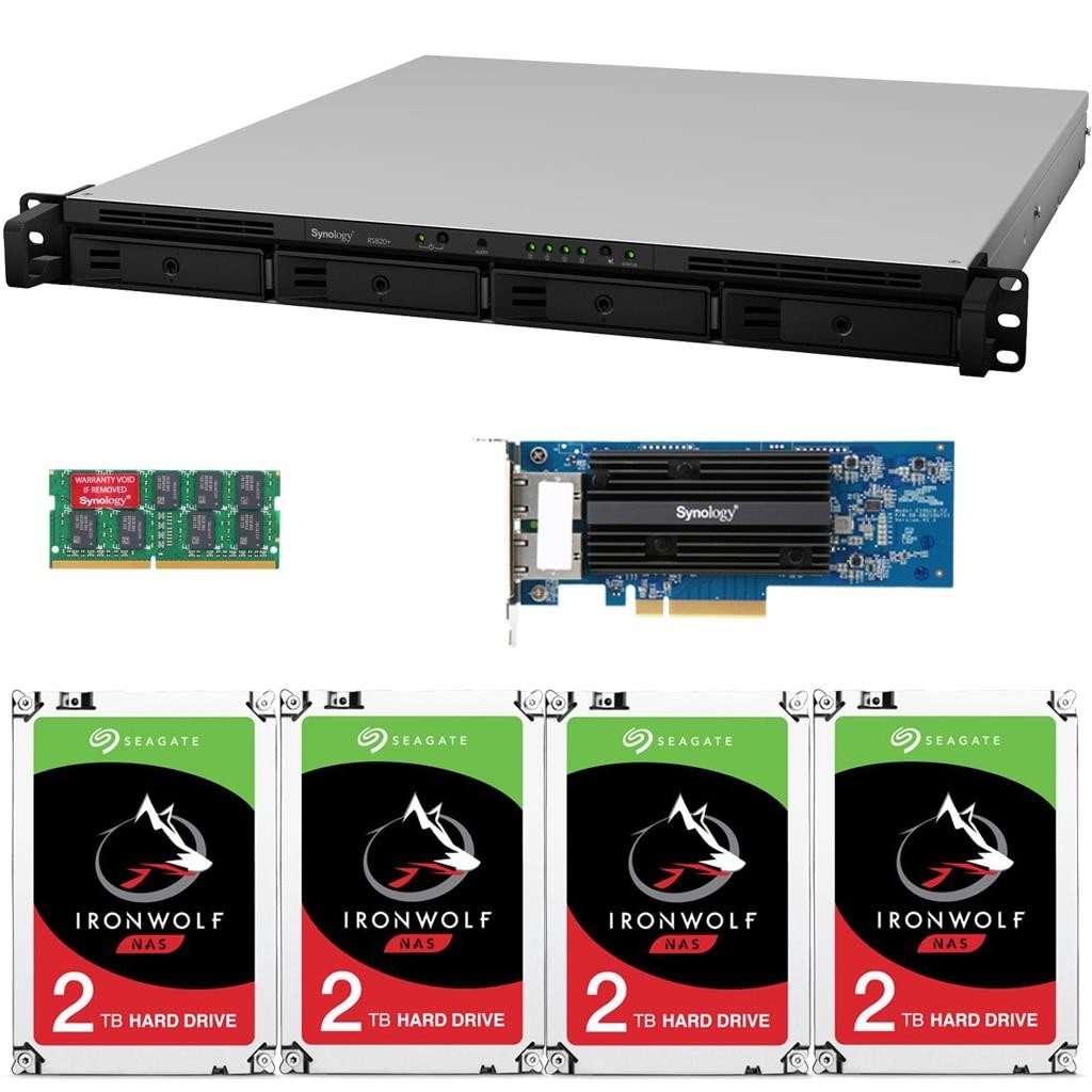 Synology RS820+ 4-Bay RackStation NAS with Synology 10Gb Adapter 18GB RAM 32TB (4x8TB) of Seagate Ironwolf NAS Drives Fully Assembled Tested By CustomTechSales