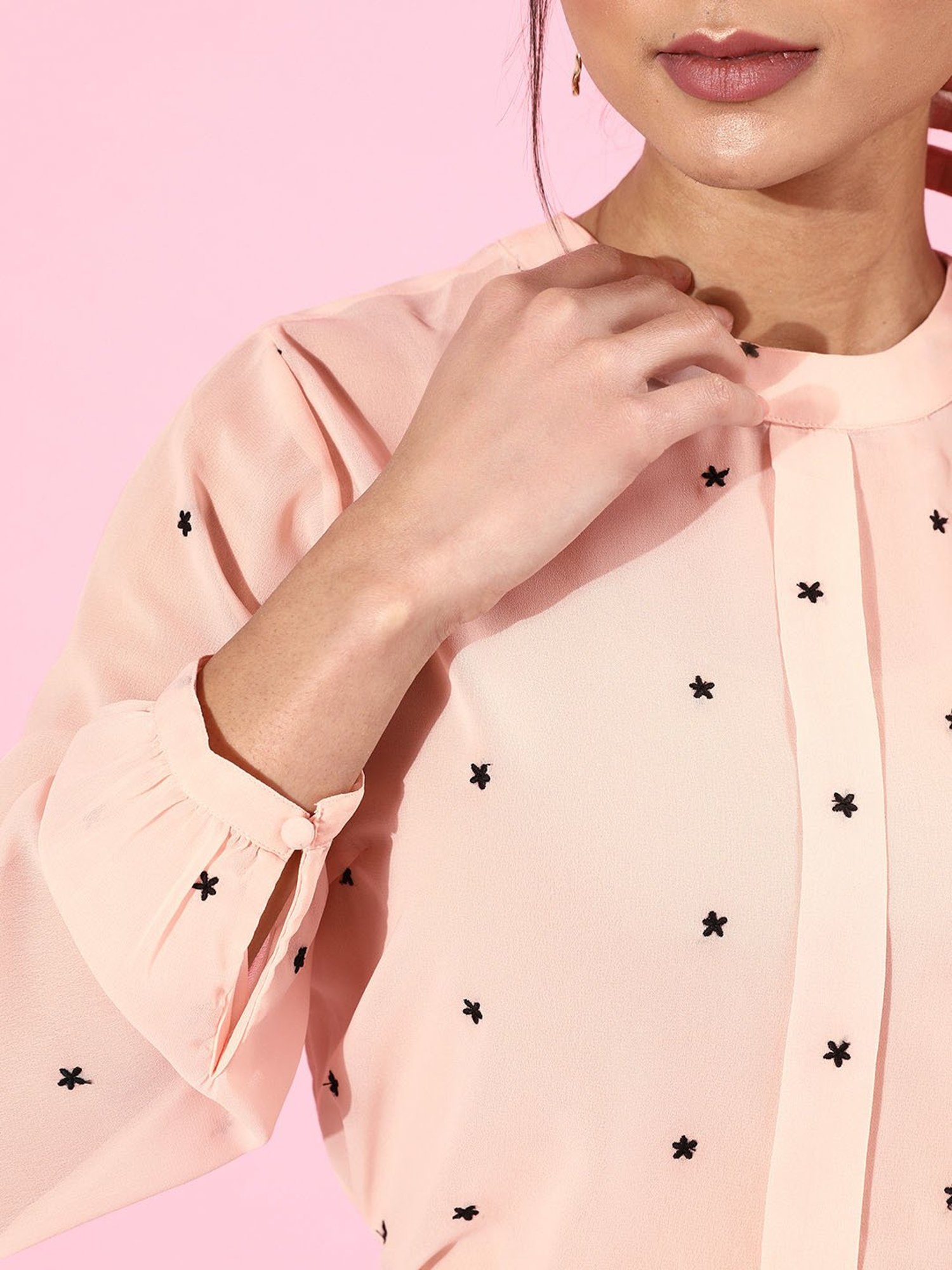 QUIERO Pink Embroidered Top