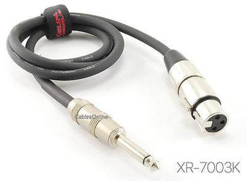 3ft. Kirlin XLR 3-Pin Female / 1/4" Mono Male Shielded OFC Microphone Cable