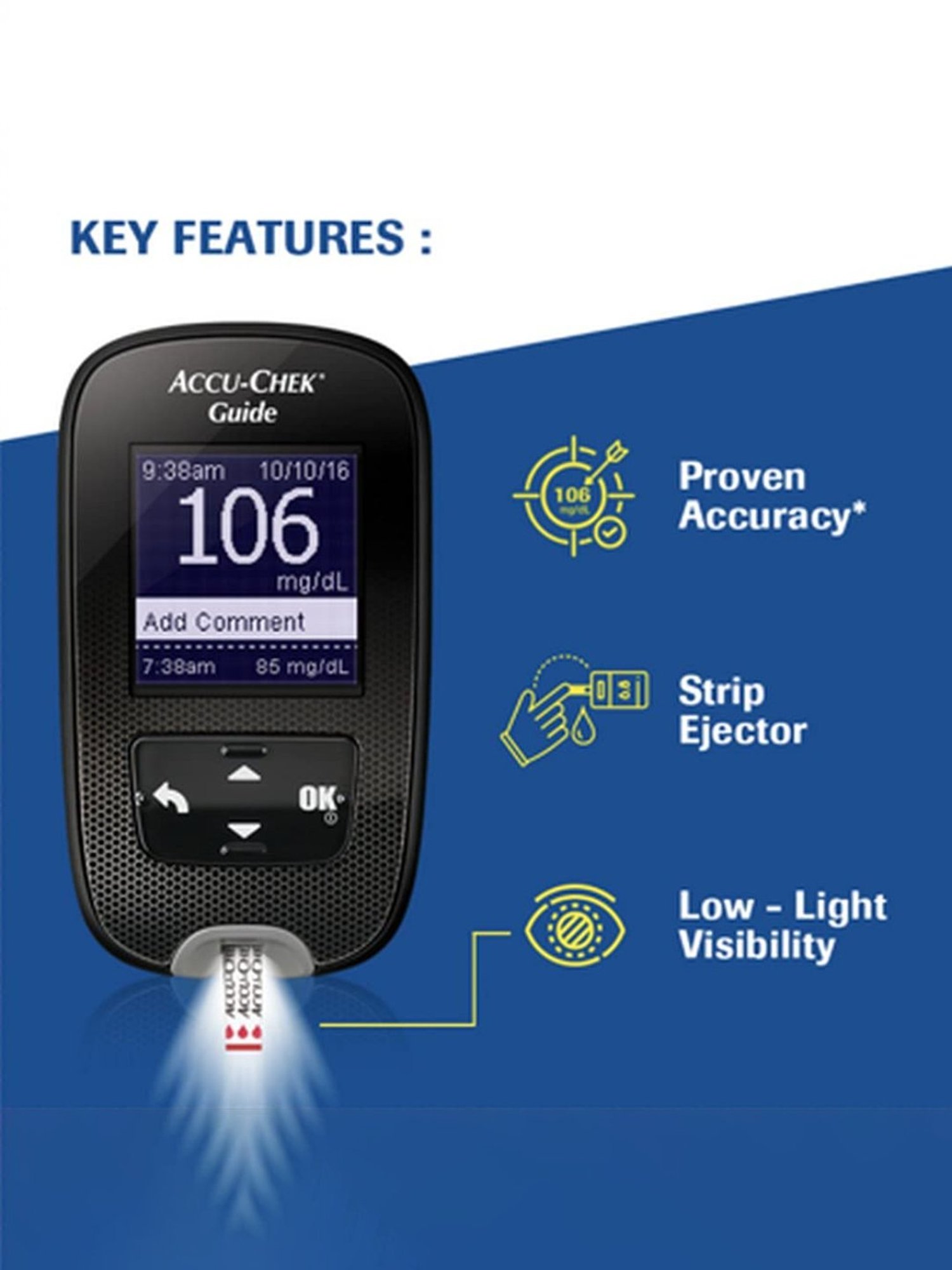 Accusure Simple Glucometer machine With 25 Test Strips (Black)