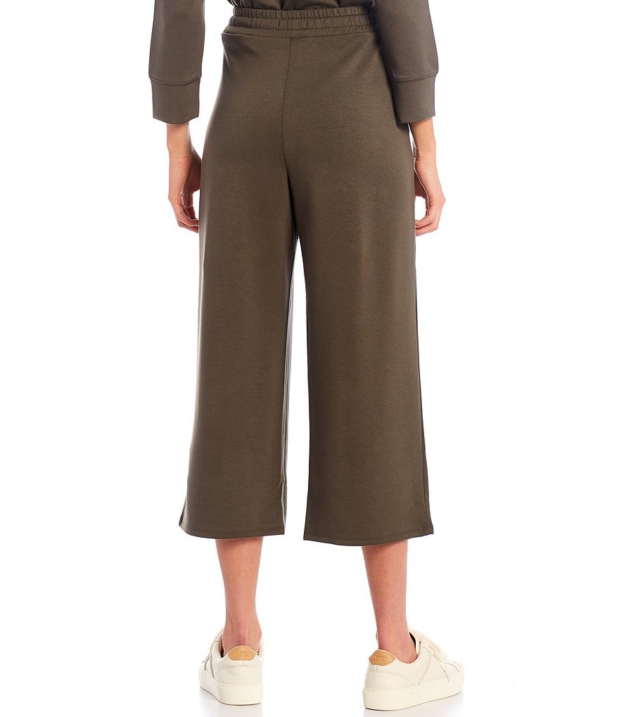 Westbound Soft Touch Wide Leg Cropped Coordinating Drawstring Pants