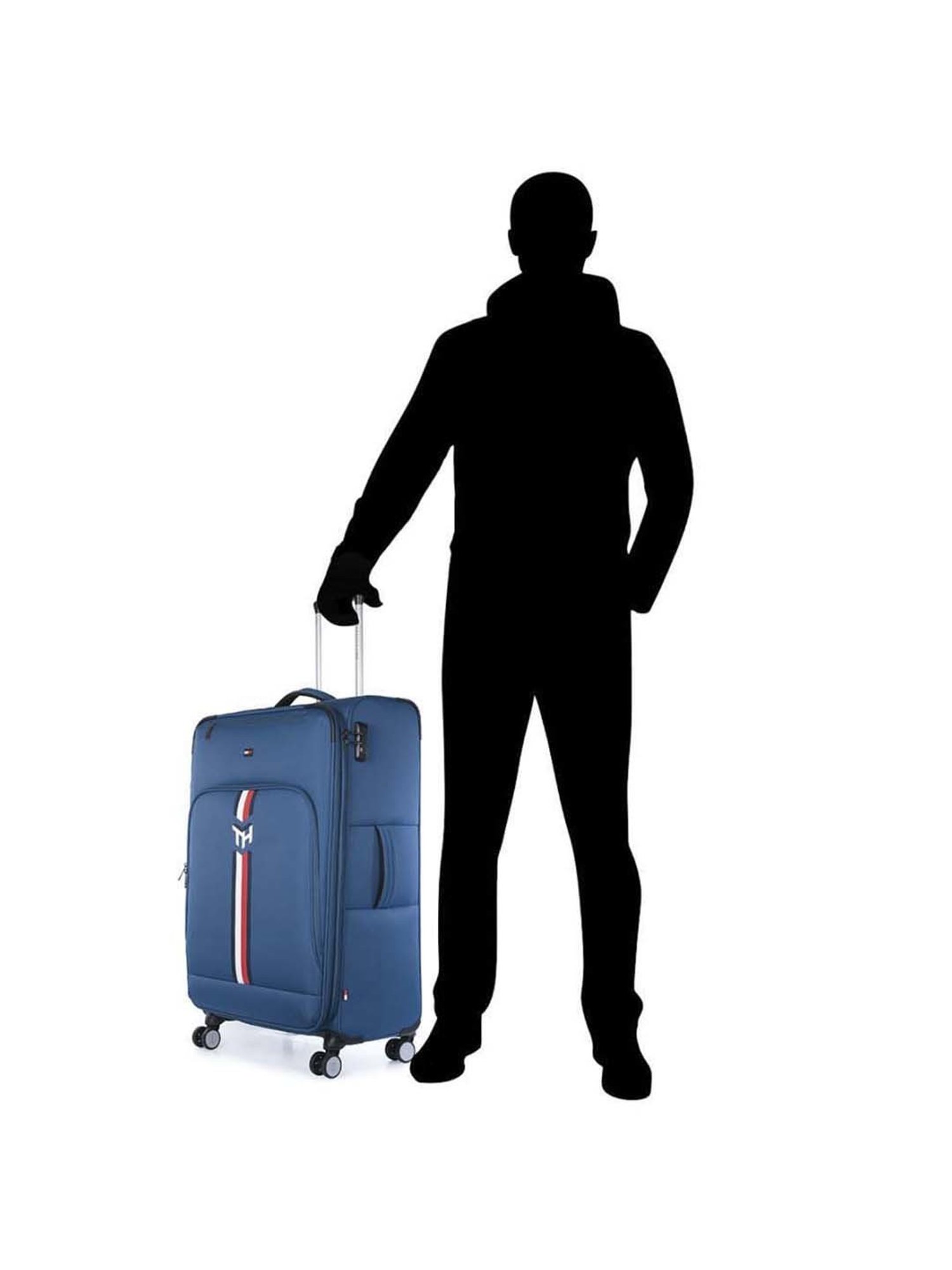 Tommy Hilfiger Kingsville Blue Printed Medium Soft Trolley Bag - 41 cm