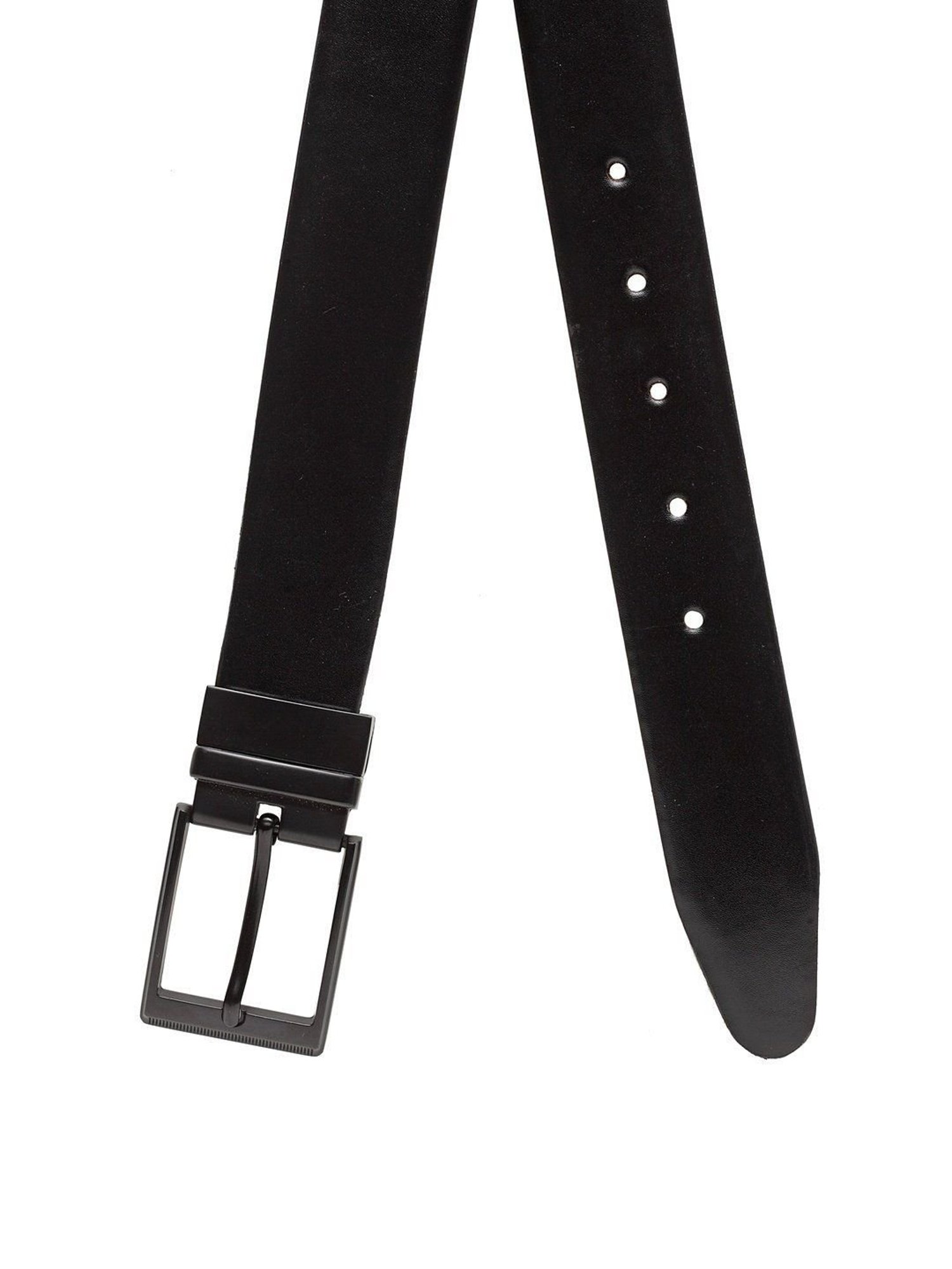 BELWABA Black Textured Formal Leather Belt for Men