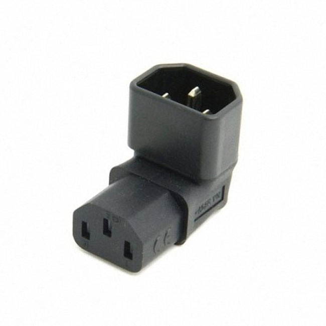 Cablecc  IEC Male C14 to Down Right Angled 90 Degree IEC Female C13 Power Extension Adapter