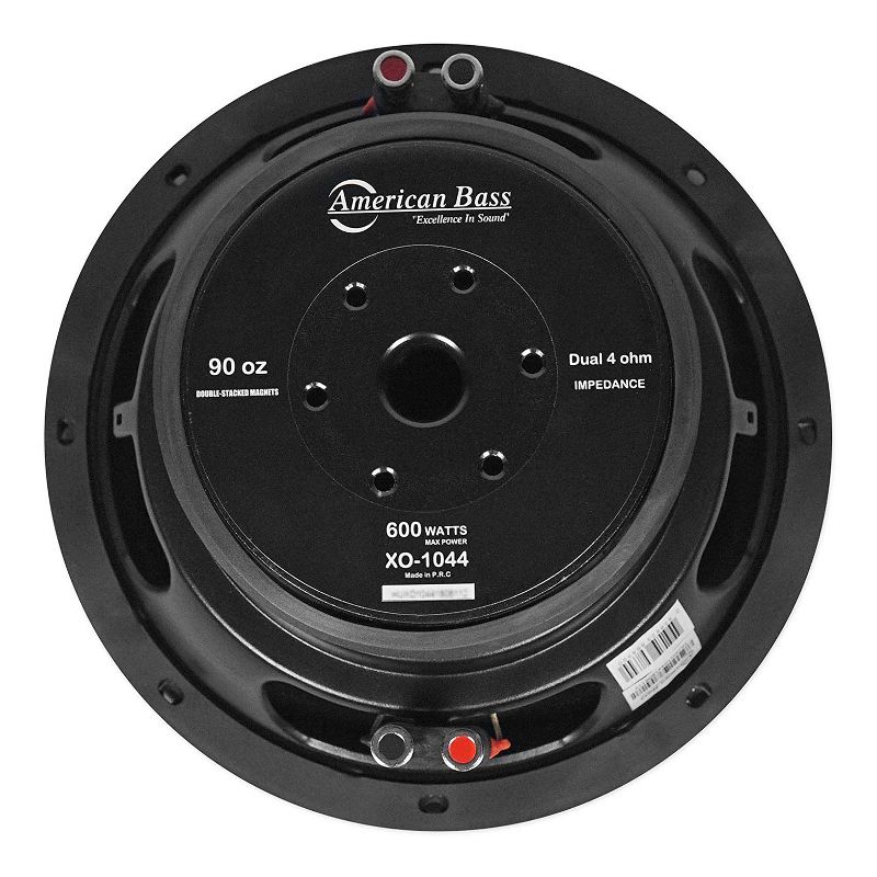 American Bass XO 1044 10 Inch Dual 4 OhmVoice Coil 600 Watt Max Power Subwoofer Speaker with 50 Ounce Magnet and 90 Ounce Motor Structure