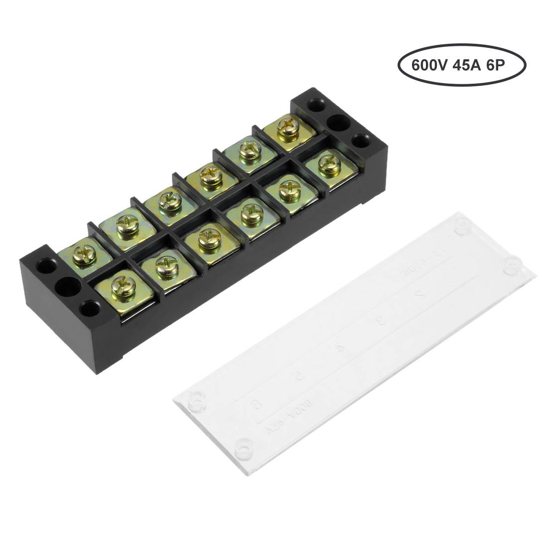 Dual Rows 6 Positions 600V 45A Cable Barrier Block Terminal Strip TB-4506L