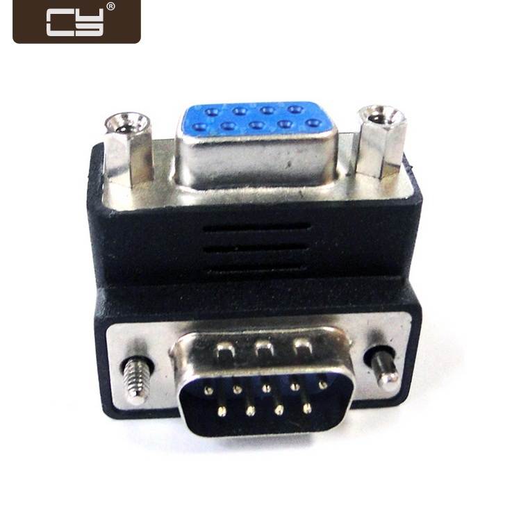 CY Up Angled 270 degree  RS232 D-Sub 9Pin Male screw type To Female Nut type extension Adapter DB-001-UP