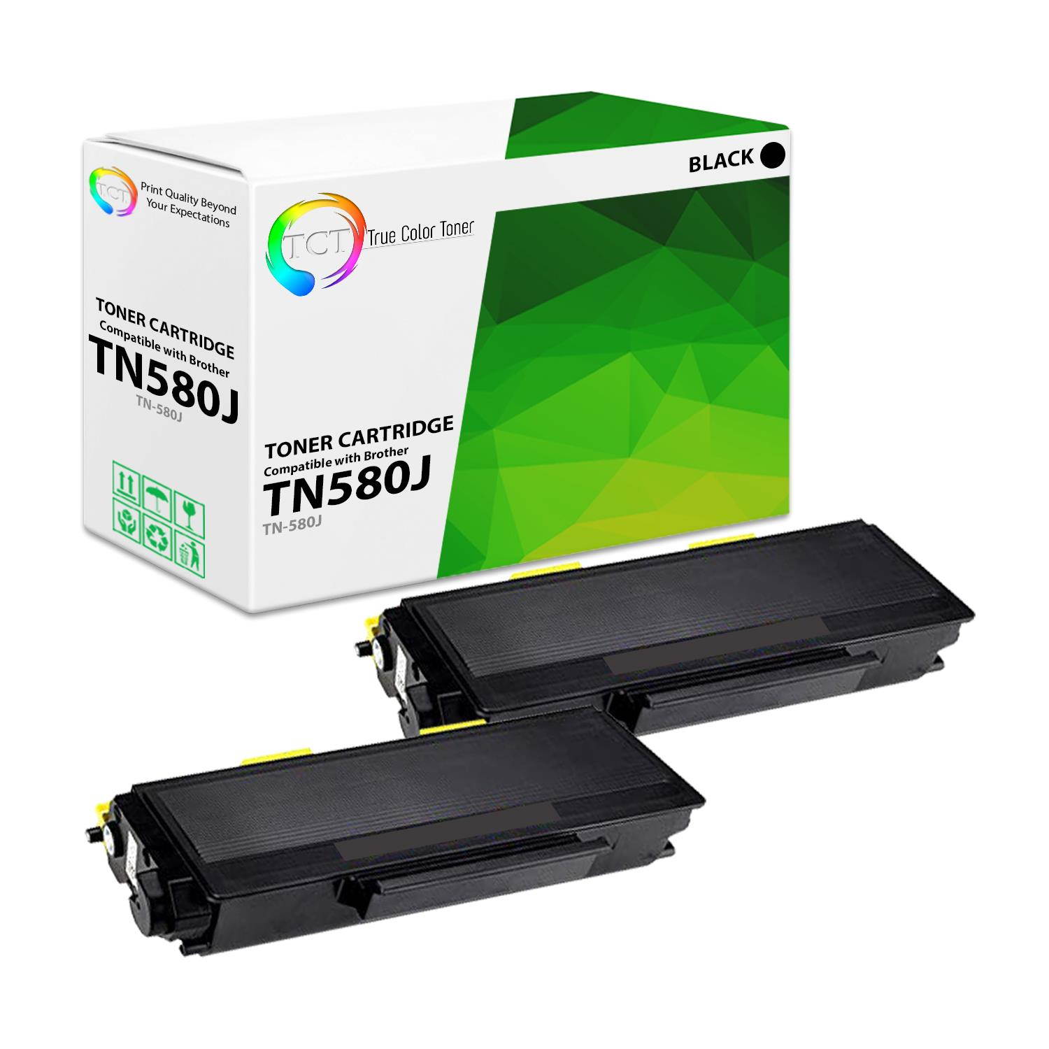 TCT Premium Compatible TN550 TN580 Black Jumbo Yield Toner Cartridge Replacement for Brother HL 5240 5250DN 5250DNT, DCP 8060 8065DN, MFC 8460N Printers (12,000 Pages) - 2 Pack