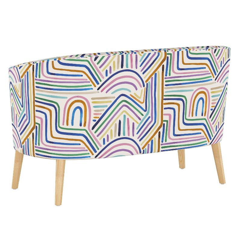 Curved Settee Rainbow Strokes Ochre - Skyline Furniture